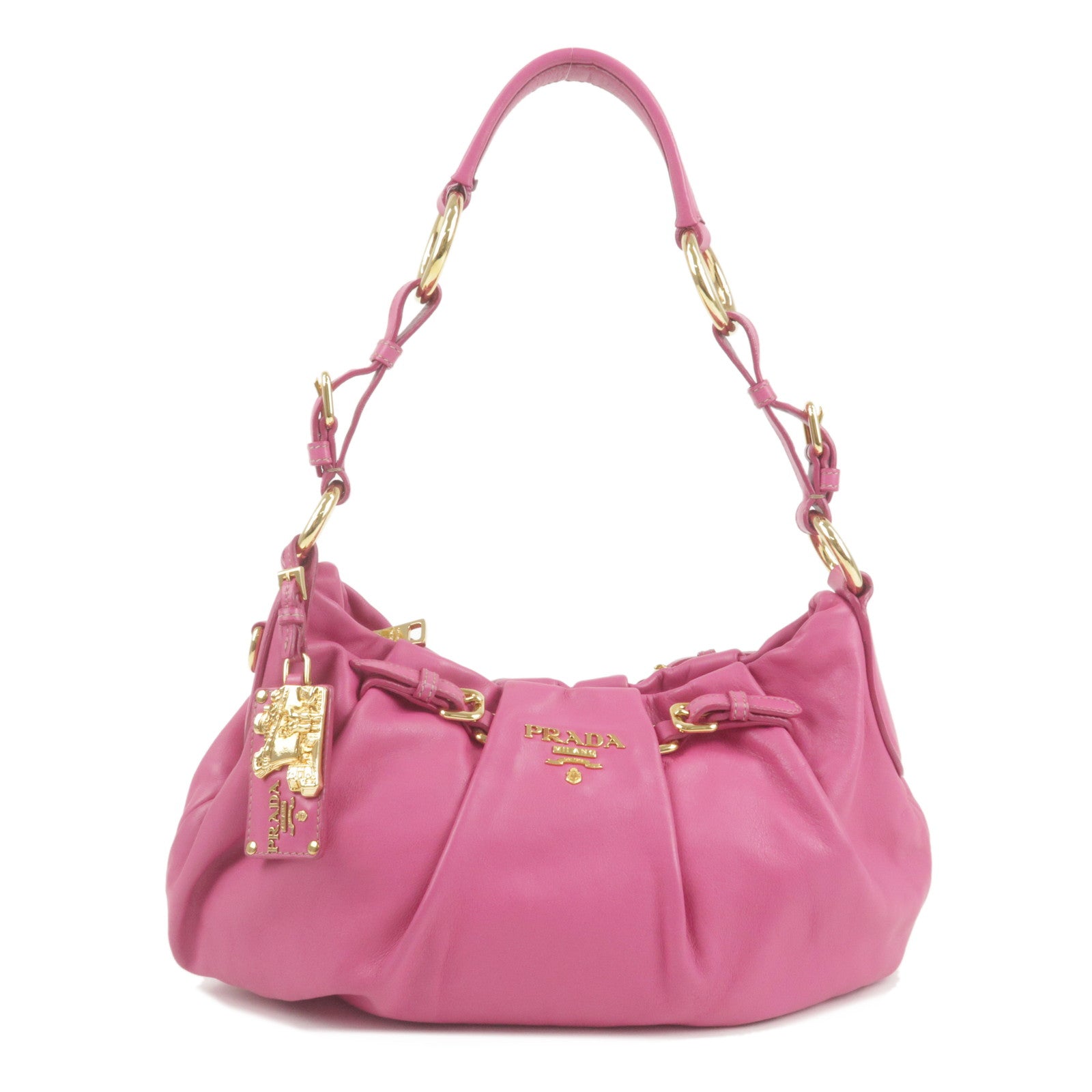 PRADA-Logo-Leather-2Way-Hand-Bag-Shoulder-Bag-Pink-BL0838