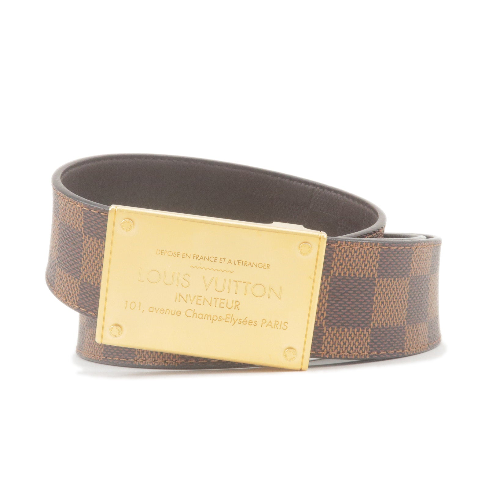 Shop Louis Vuitton DAMIER Leather Logo Belts (M0212U_W1) by Repay