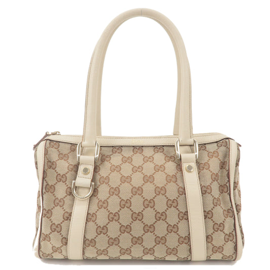 GUCCI-Abbey-GG-Canvas-Leather-Boston-Hand-Bag-Beige-Ivory-130942