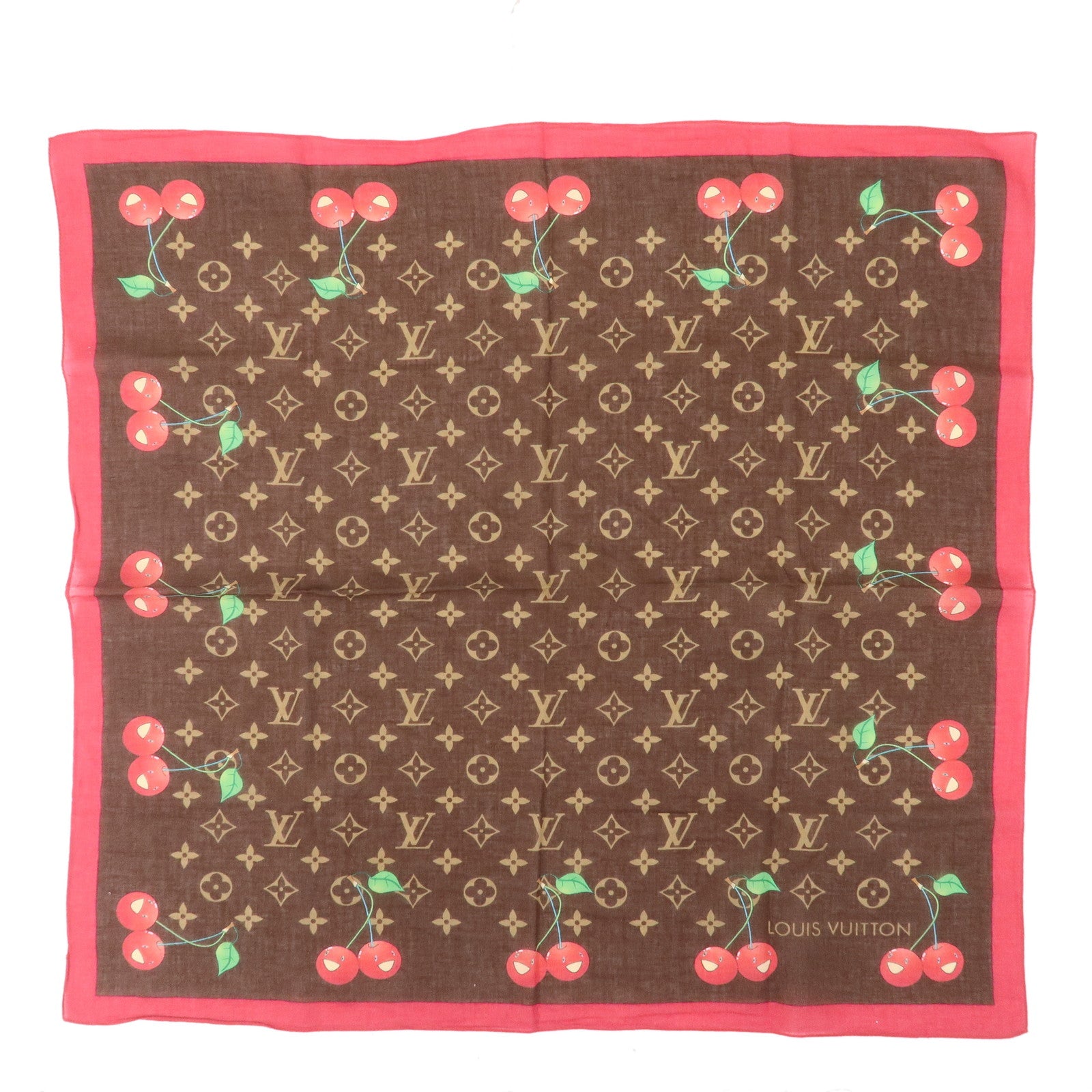 Louis-Vuitton Monogram Cherry Cotton Scarf Bandana