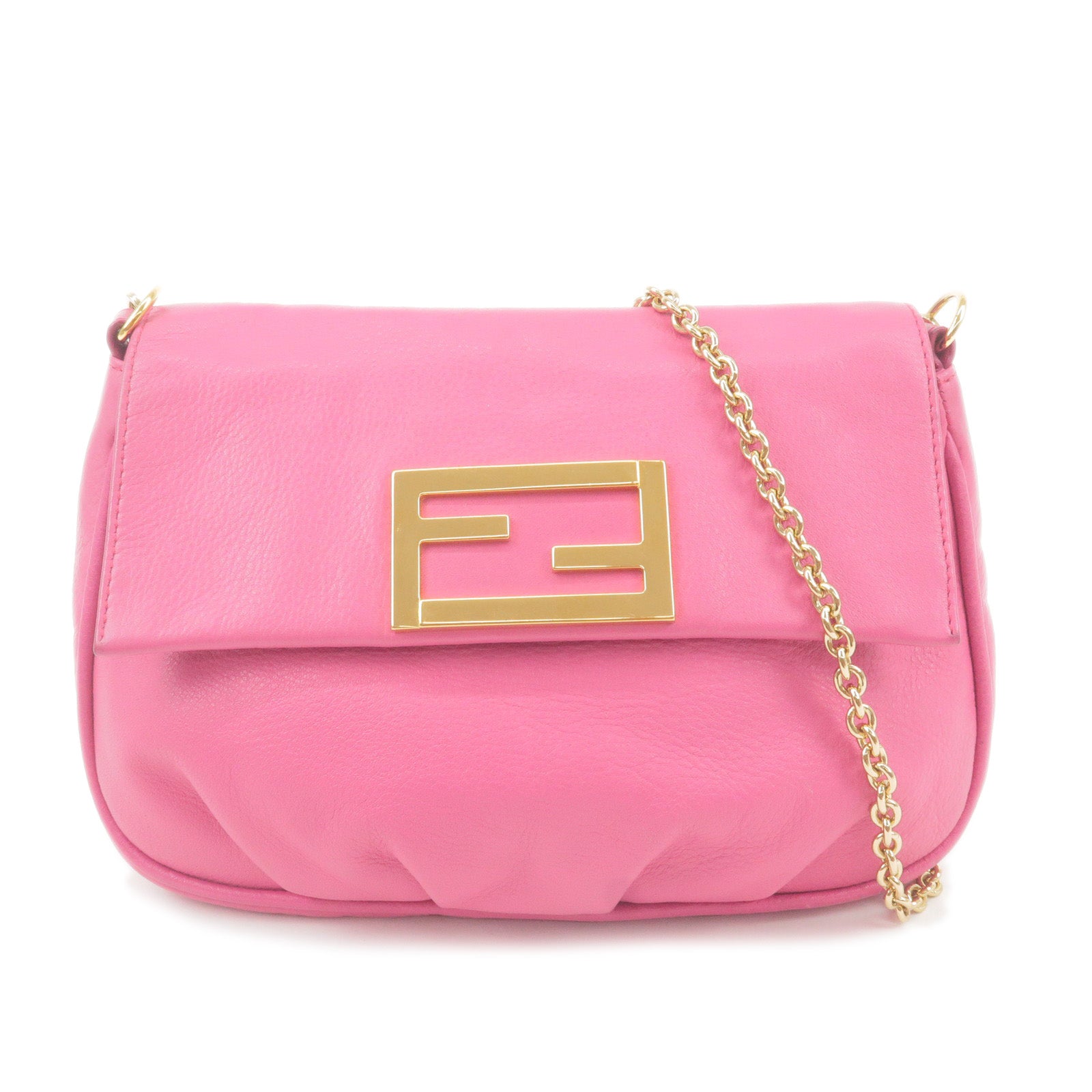 PRADA Vintage Logo Pochette Shoulder Bag Handbag Pink Beige Leather Rank AB