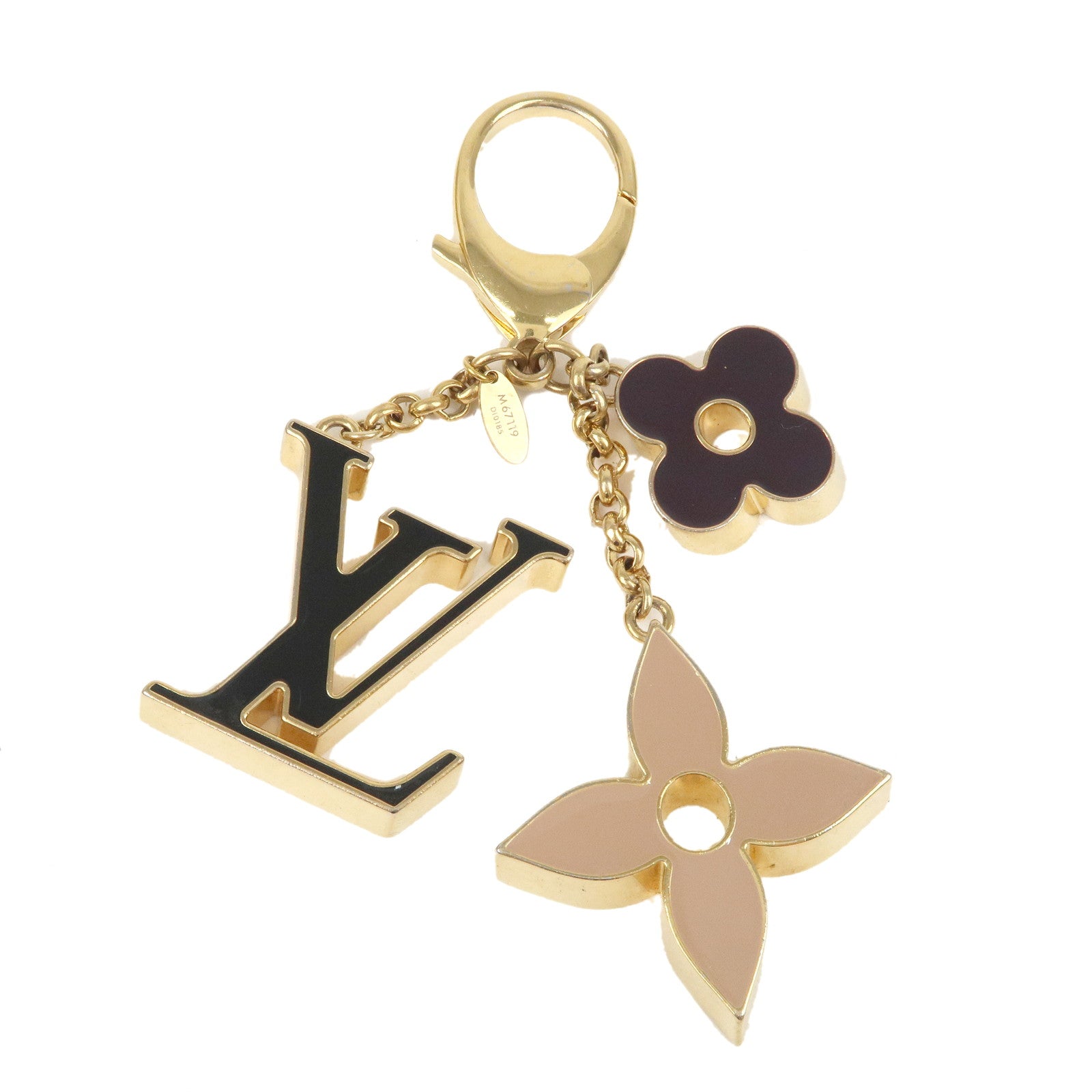 Louis Vuitton Fleur de Monogram Bag Charm Chain Gold Metal