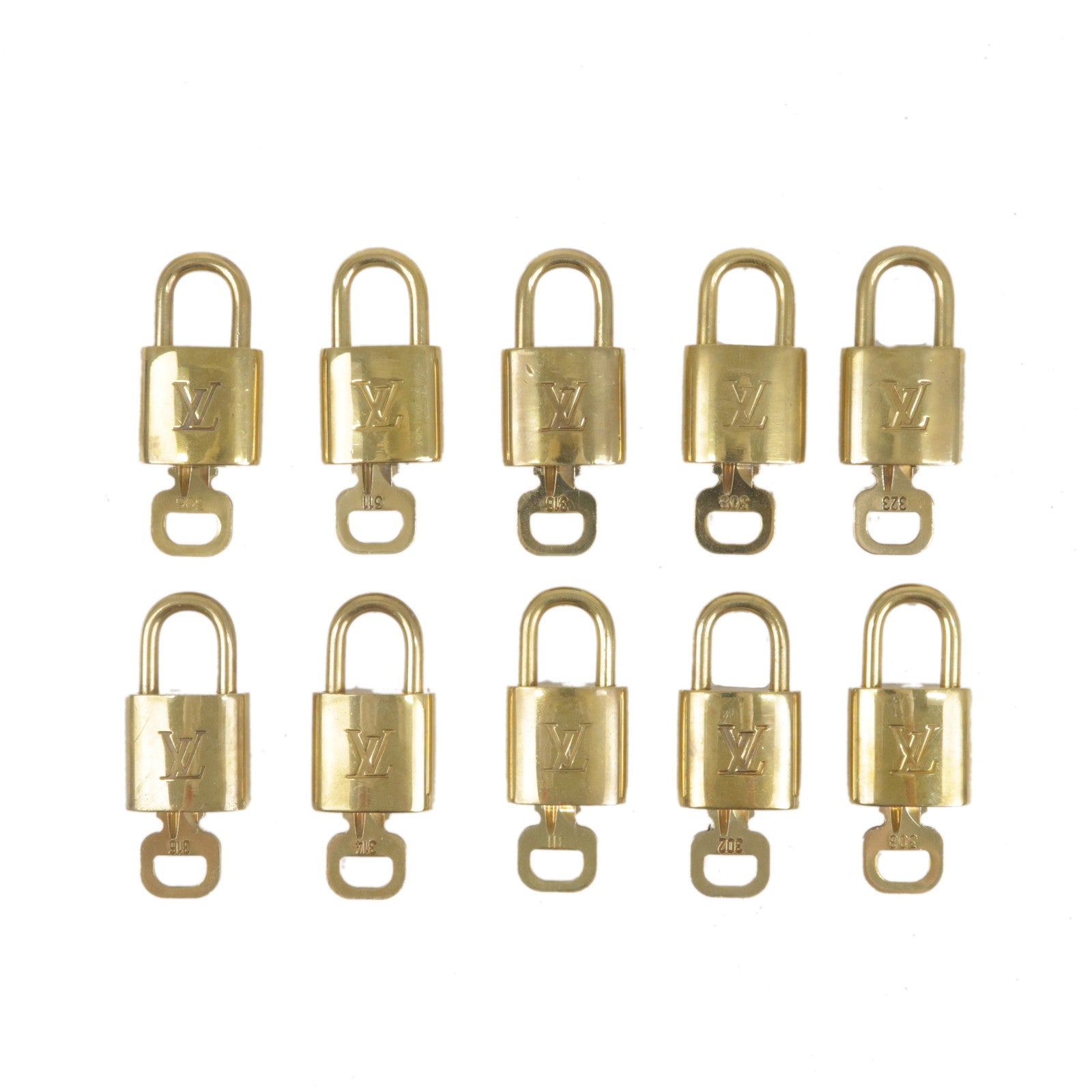 LV MONOGRAM LOUIS Vuitton PadLock Lock & 2 Key Brass Old Gold