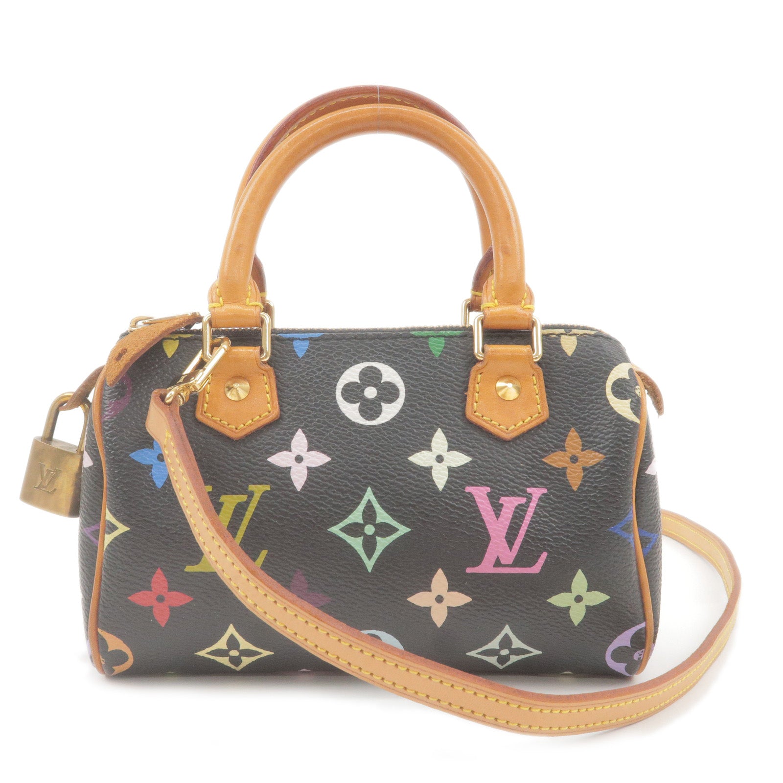 Louis-Vuitton-Monogram-Multi-Color-Mini-Speedy-Hand-Bag-&-Strap