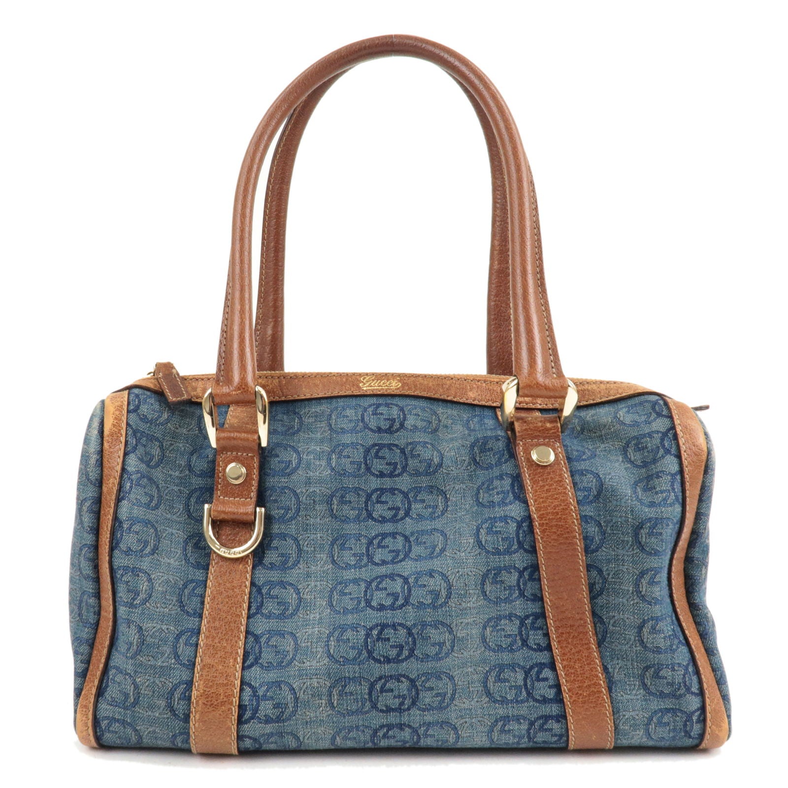 GUCCI-Abbey-Denim-Leather-Hand-Bag-Boston-Bag-Blue-130942 – dct