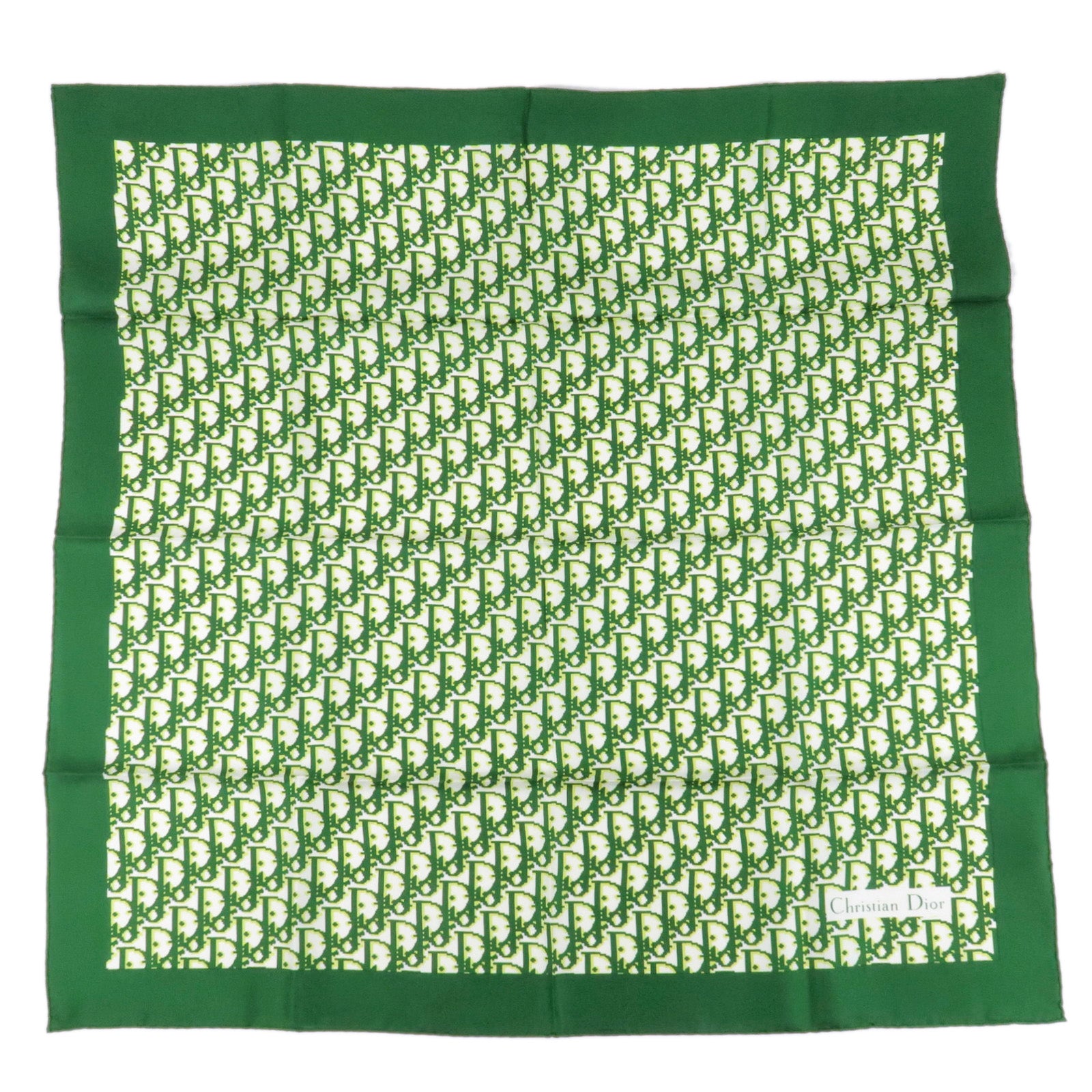 Christian-Dior-Silk-100%-Trotter-Logo-Scarf-Green – dct-ep_vintage