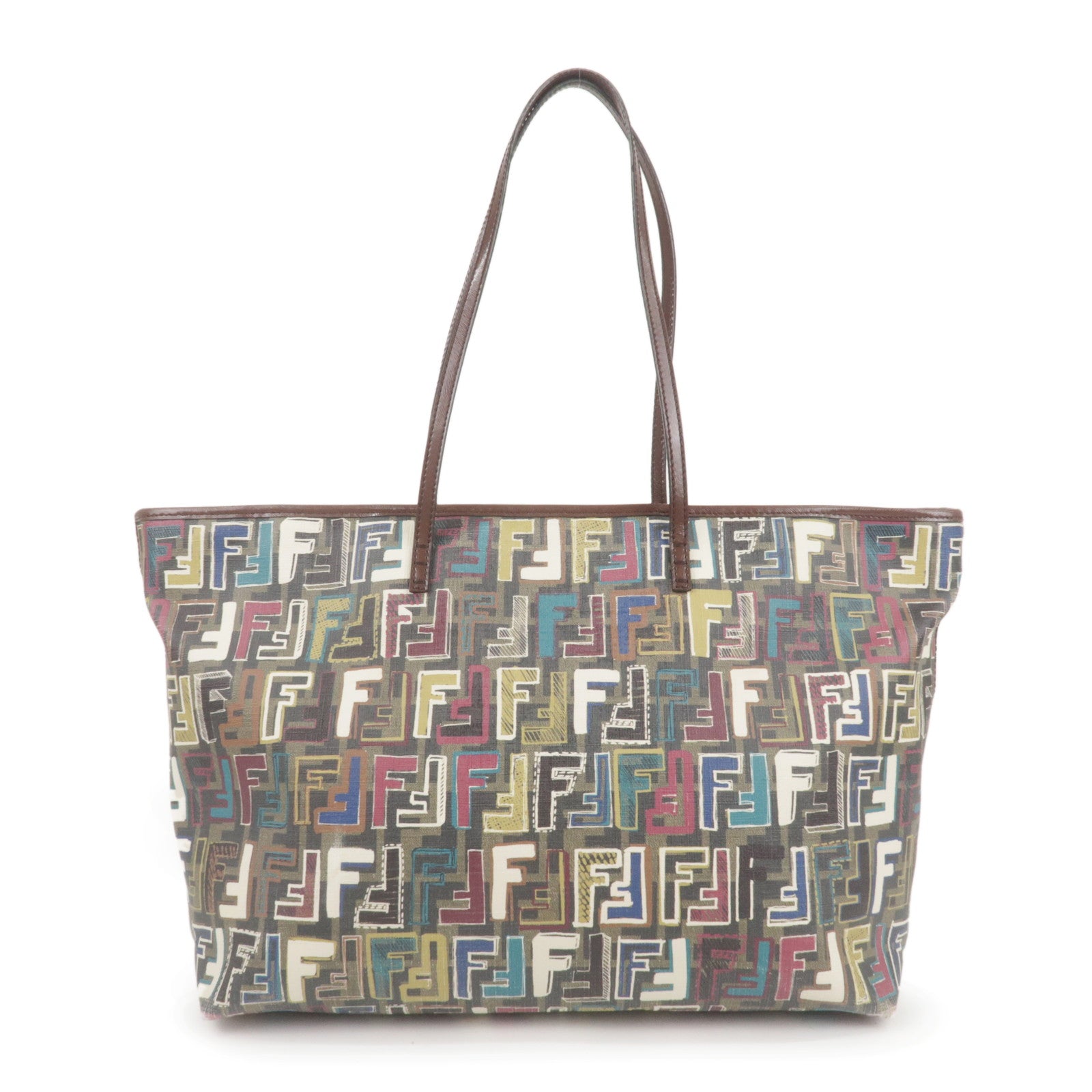 FENDI-Zucca-Logo-Print-PVC-Leather-Tote-Bag-Multi-Color-8BH185