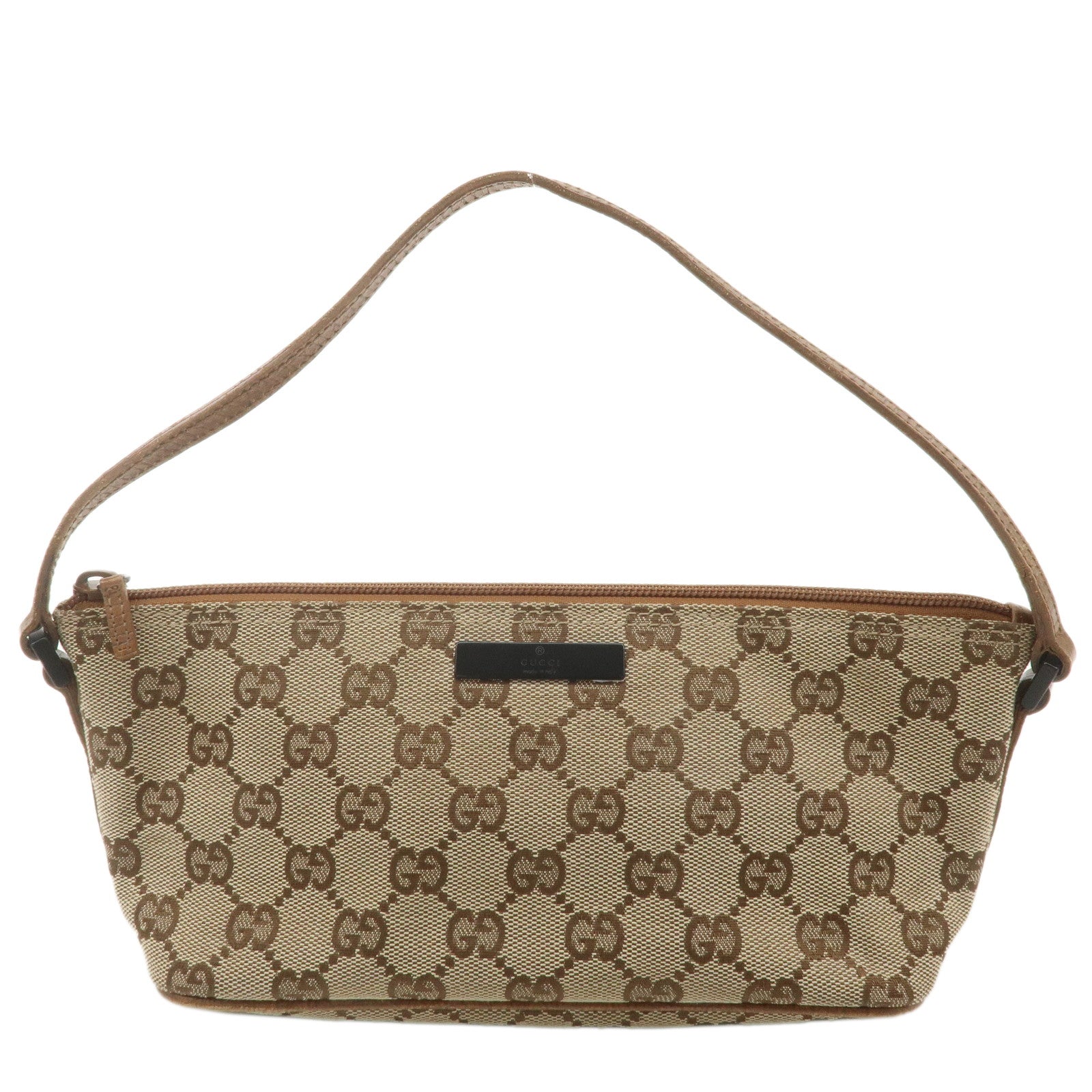 GUCCI-GG-Canvas-Leather-Boat-Bag-Hand-Bag-Pouch-Beige-Brown-7198
