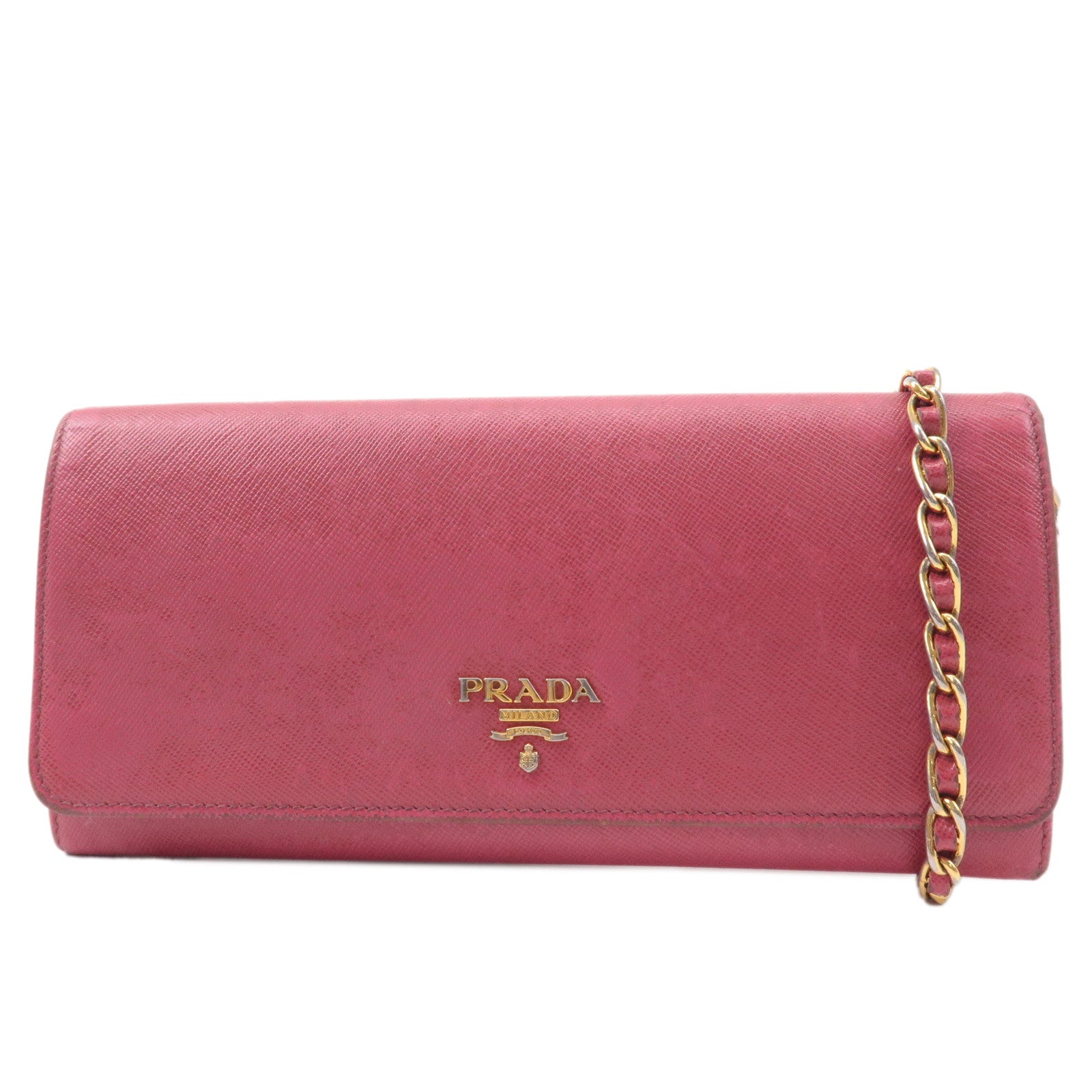 Prada Pink Saffiano Leather Wallet on Chain Prada