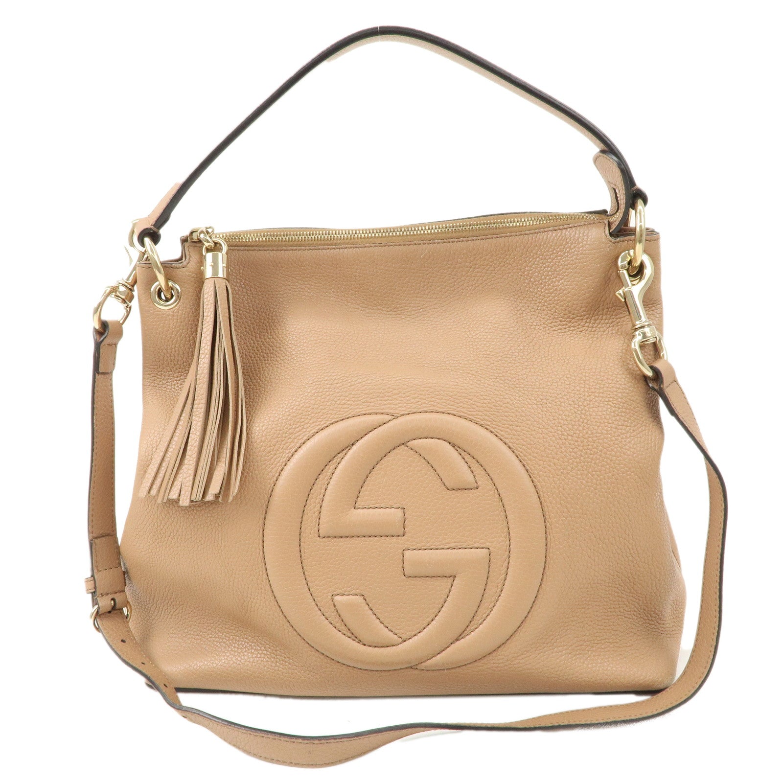 GUCCI-SOHO-Leather-2Way-Bag-Shoulder-Bag-Beige-536194