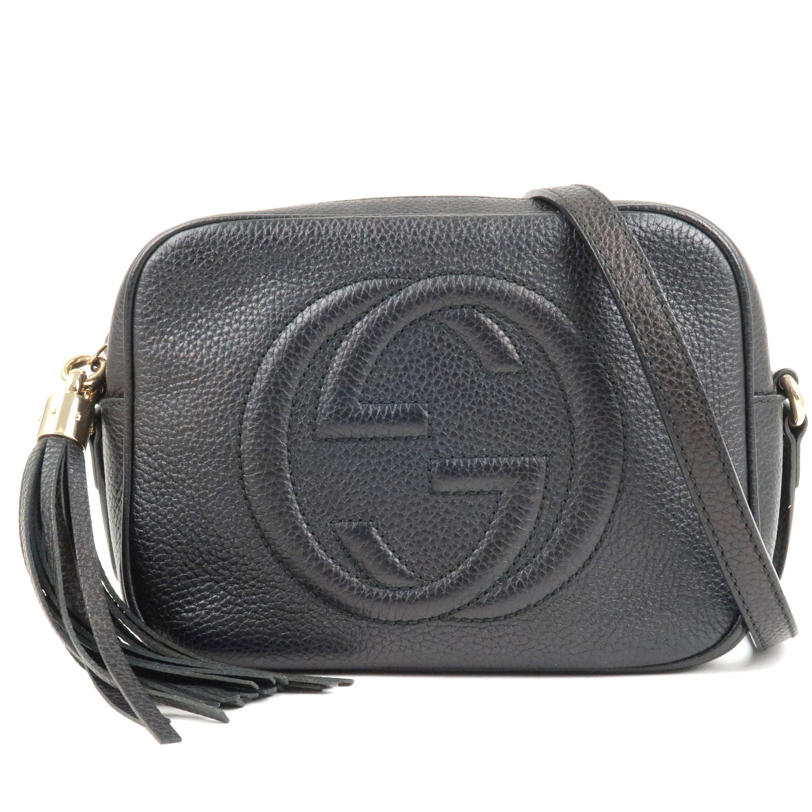 GUCCI Soho Disco Pebbled Leather Small Crossbody Bag Black 308364