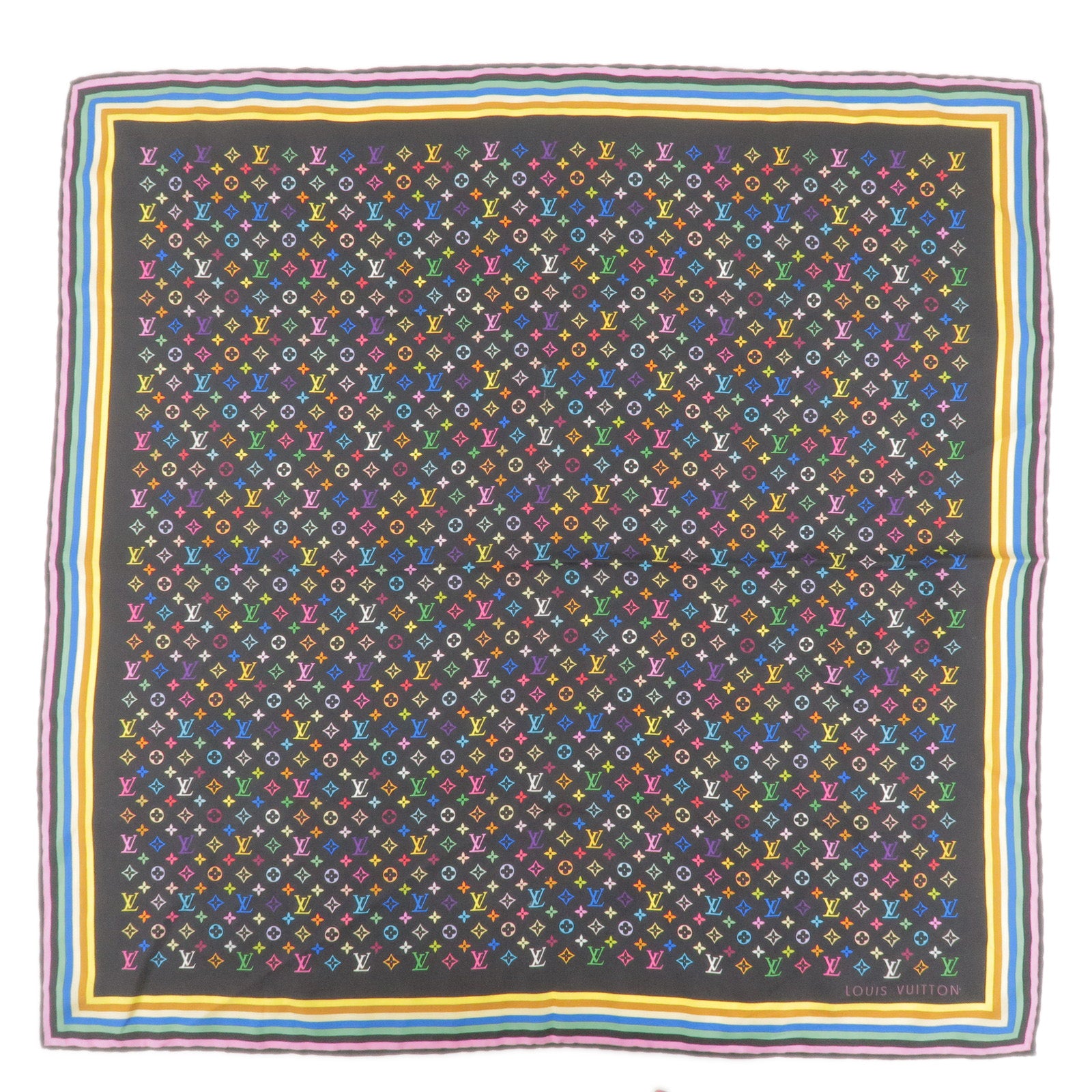 Louis-Vuitton-Monogram-100%-Silk-Multi-Color-Scarf-70x70cm – dct