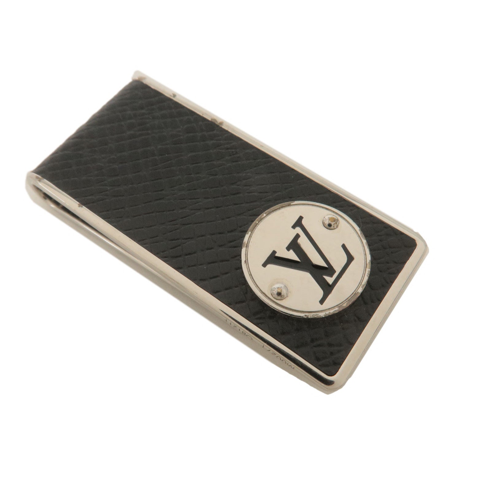 Louis Vuitton Money Clip Club Taiga Logo Black Silver in Taiga
