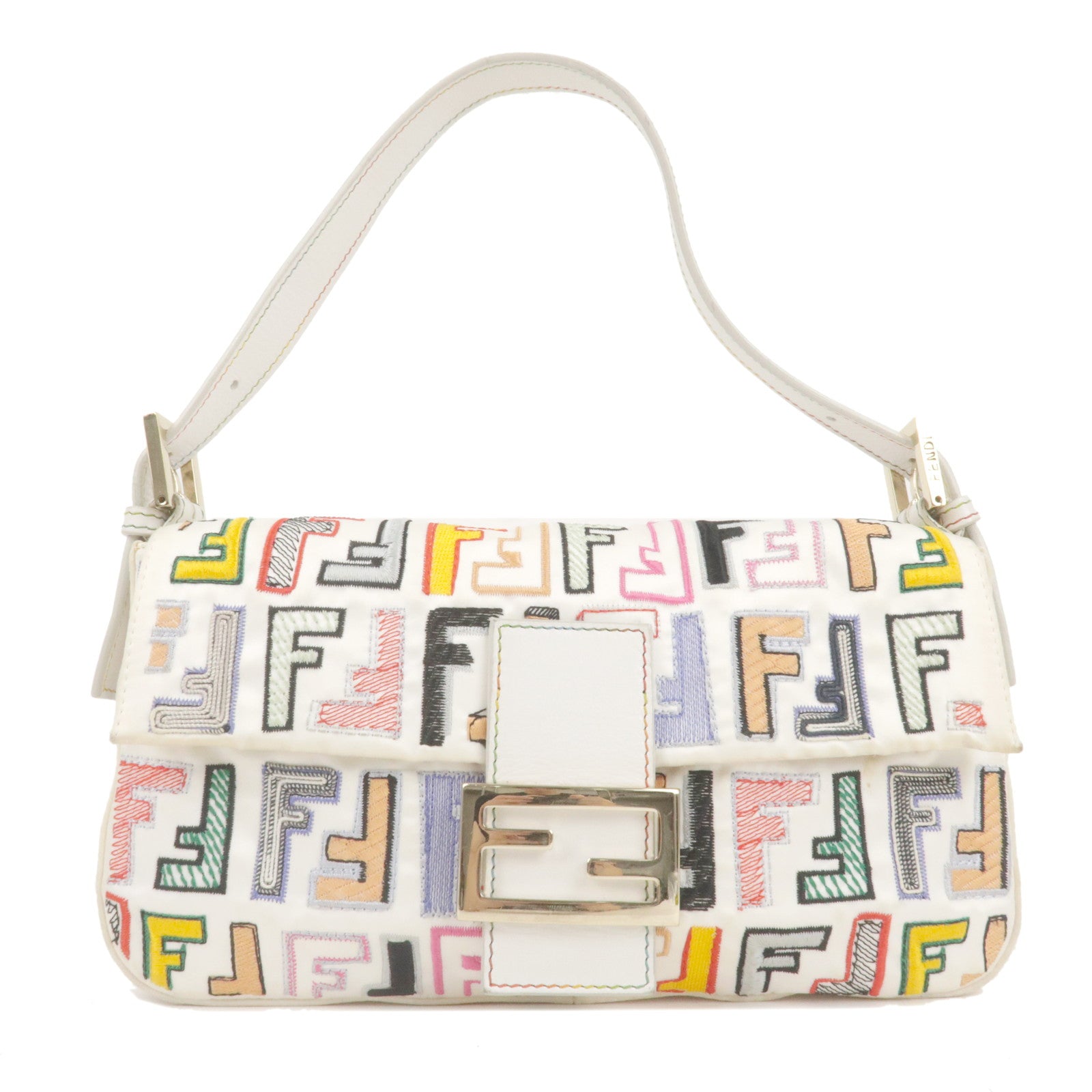 Baguette  Fendi Womens Baguette Embroidered Pink Canvas Bag > All