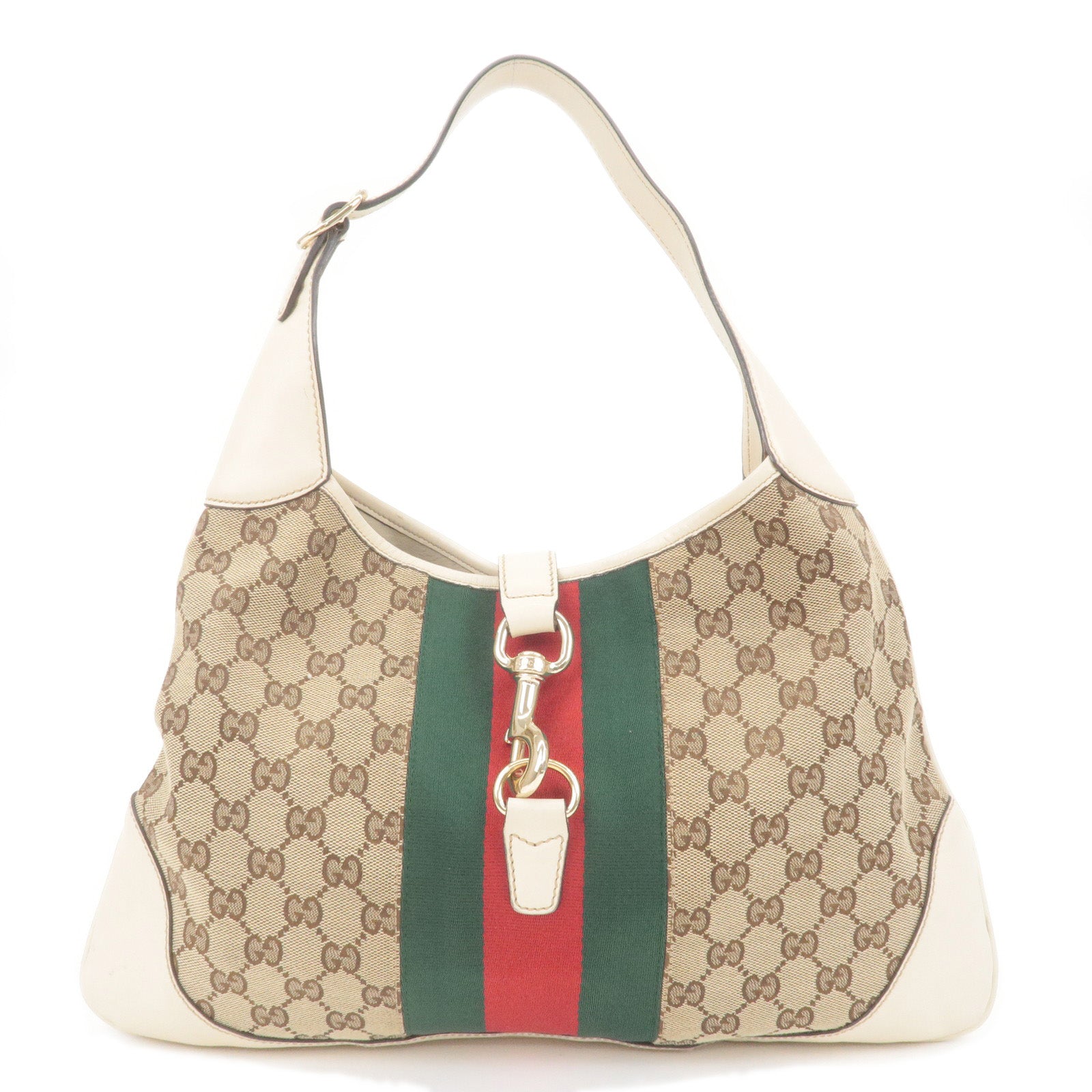 Gucci Jackie Vintage GG Canvas Leather Hobo Bag Red