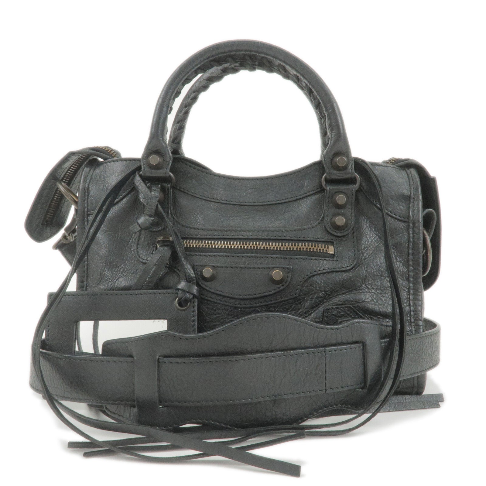 Balenciaga Mini City Leather Bag in Black