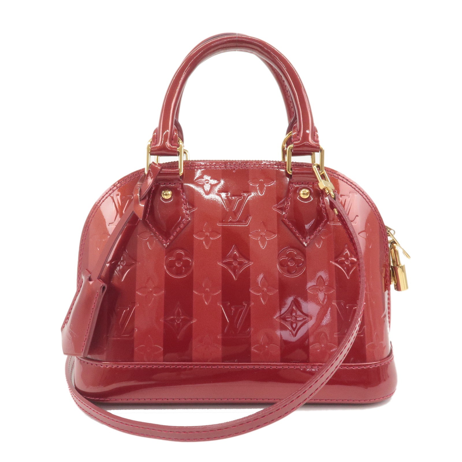 LOUIS VUITTON Vernis Rayures Alma BB 2Way Hand Bag Pink M91593 LV