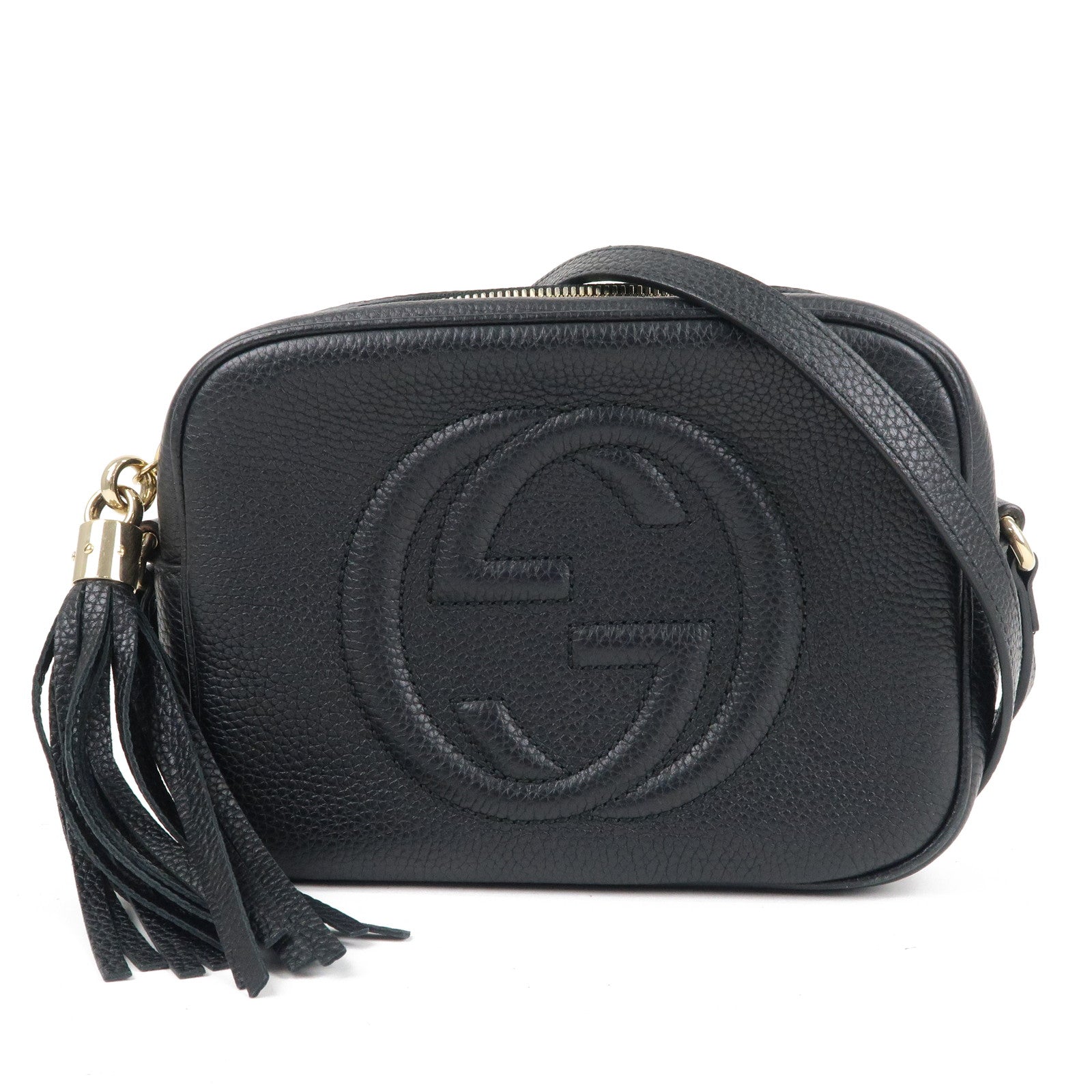 GUCCI Soho Disco Leather Crossbody Bag Black 308364