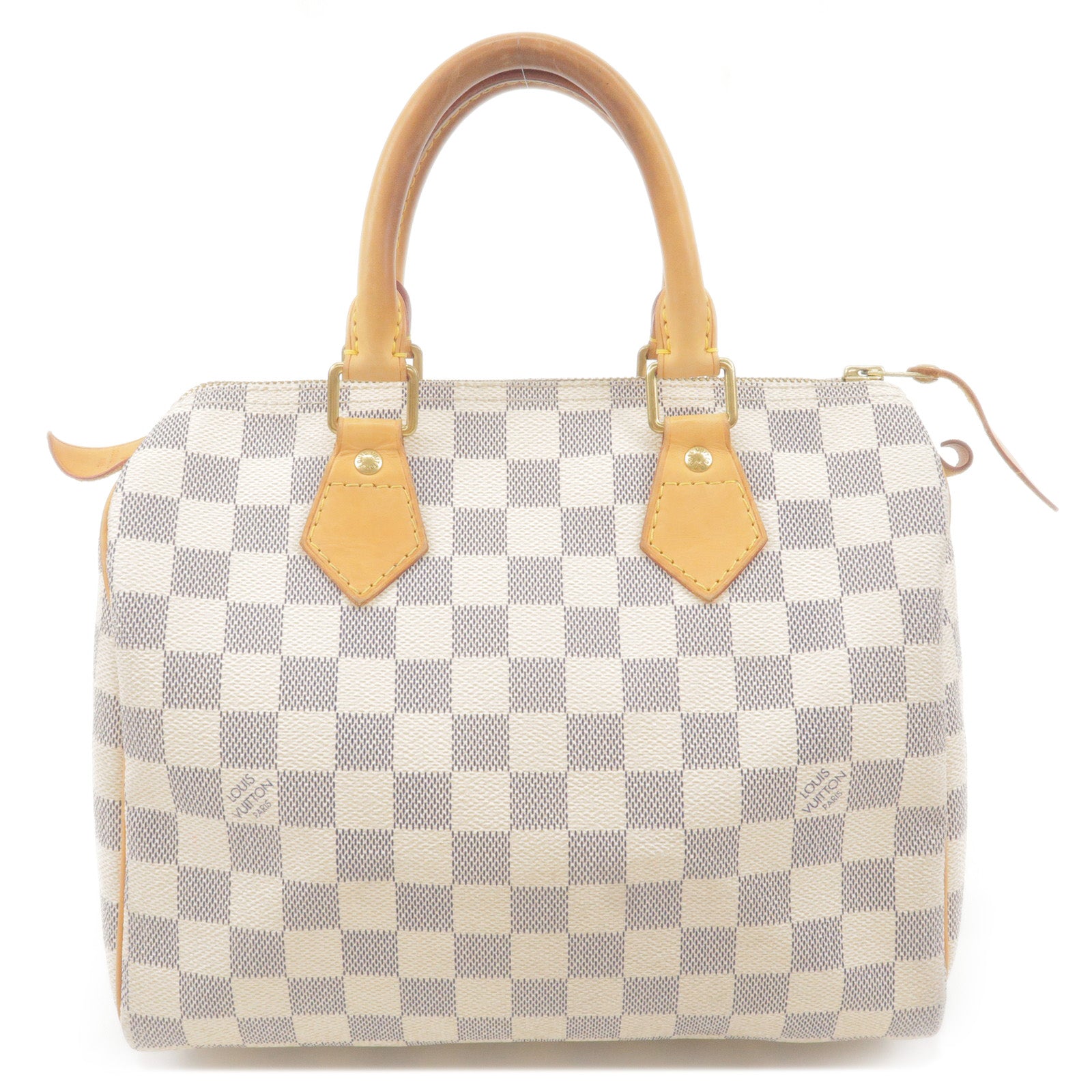 Louis Vuitton SPEEDY 25 Handbag White Damier Azur Canvas Bag N41534 - GOOD