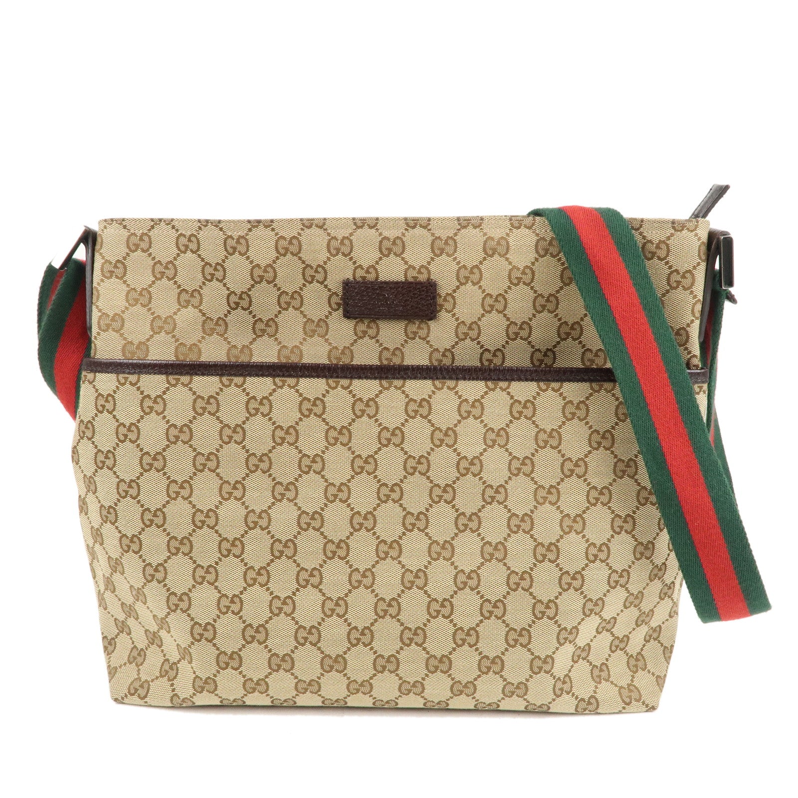GUCCI GG Canvas Sherry Line Bamboo Shoulder Bag Leather Navy Red