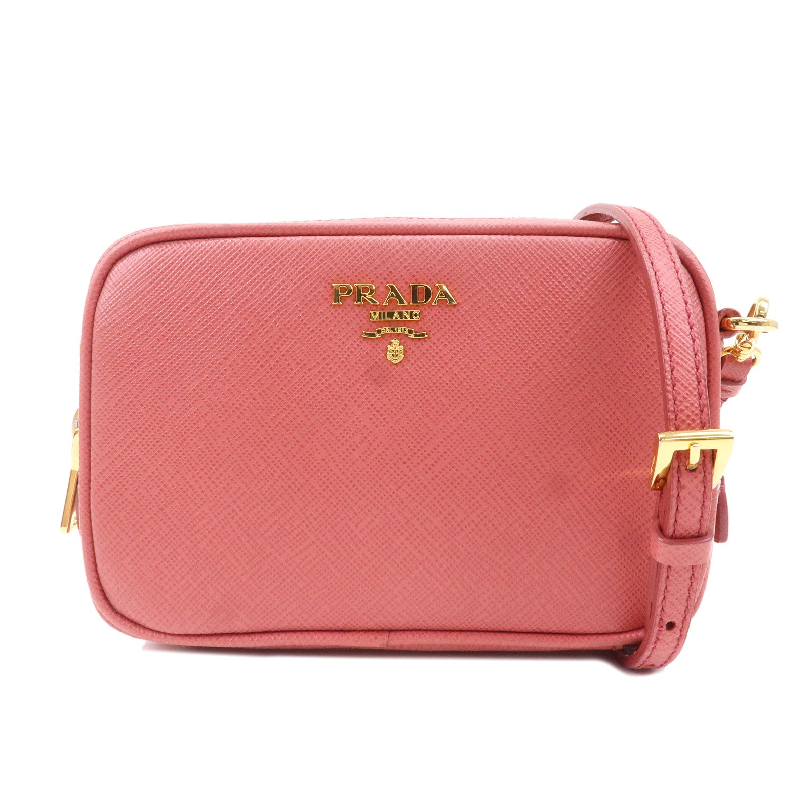 PRADA Logo Leather Crossbody Shoulder Bag Pink 1N1674 dct