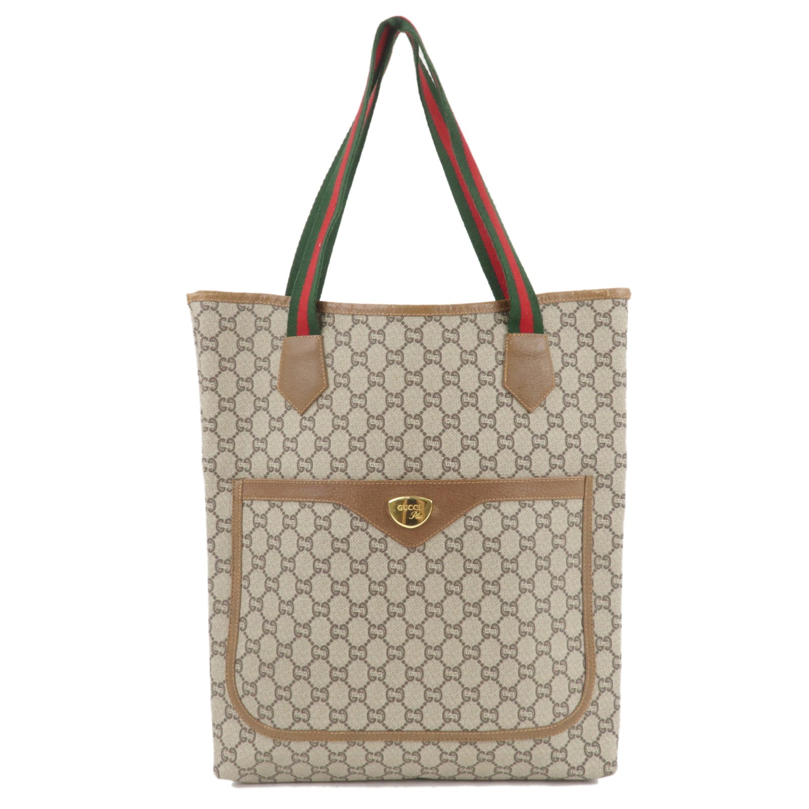 Used Gucci Vintage Brown GG Plus Sherry Line Bag