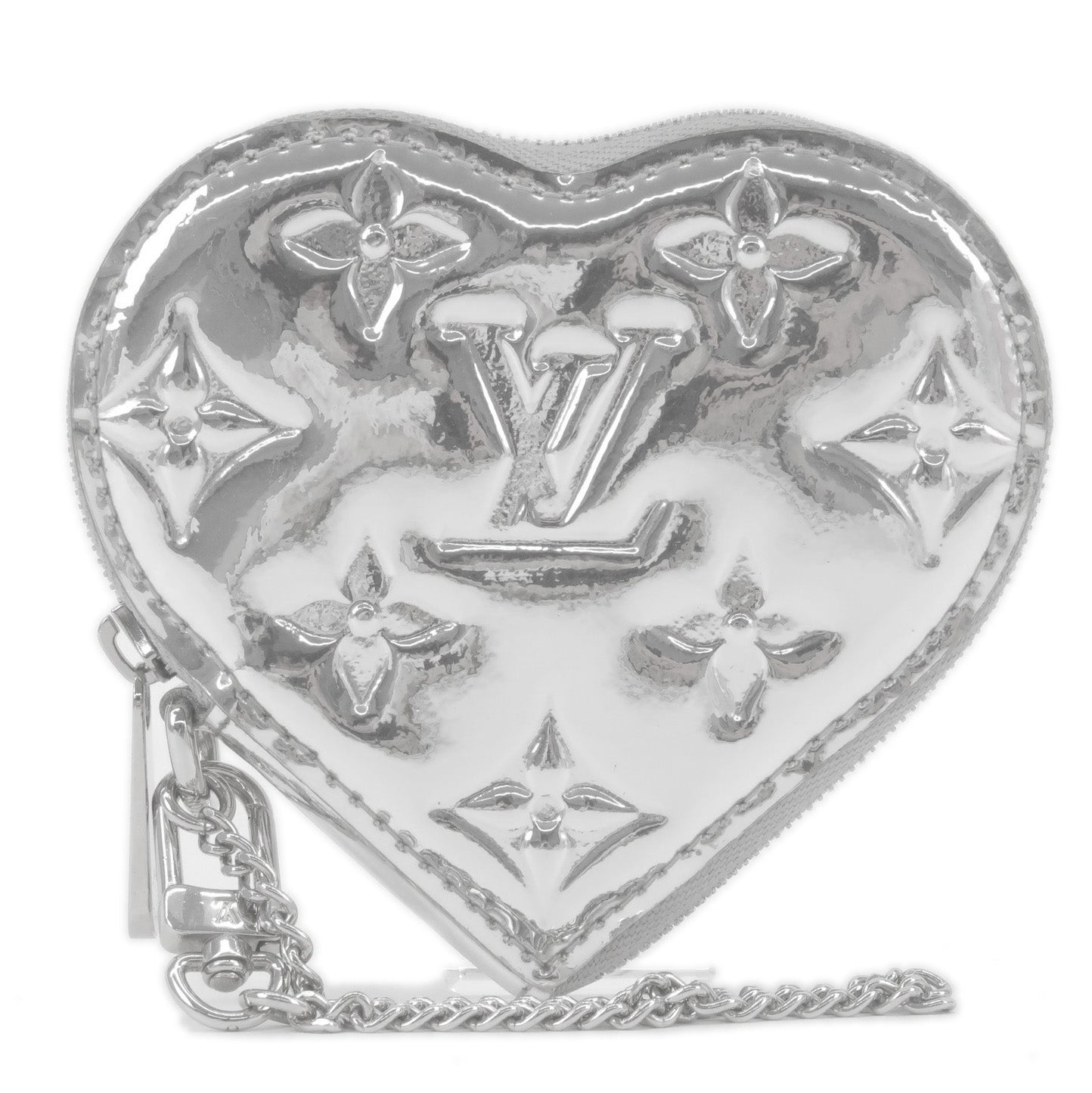 LOUIS VUITTON Monogram Miroir Porte Monnaie Coeur Coin Silver