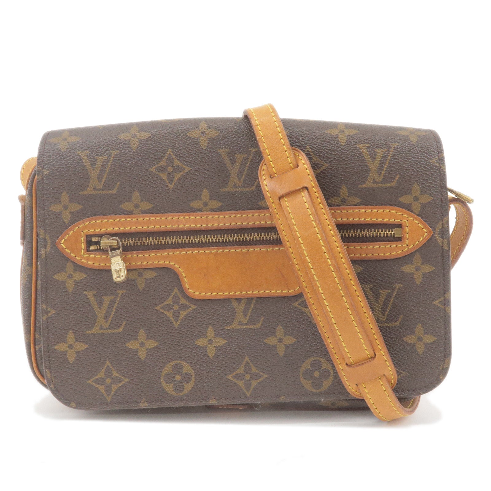 Saint-germain vintage linen crossbody bag Louis Vuitton Brown in
