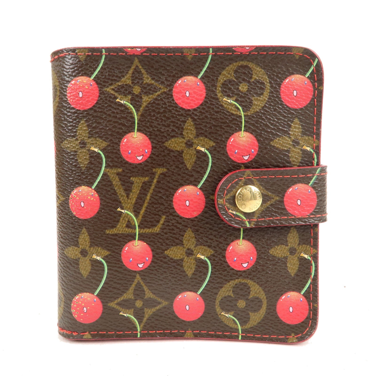 monogram cherry compact wallet