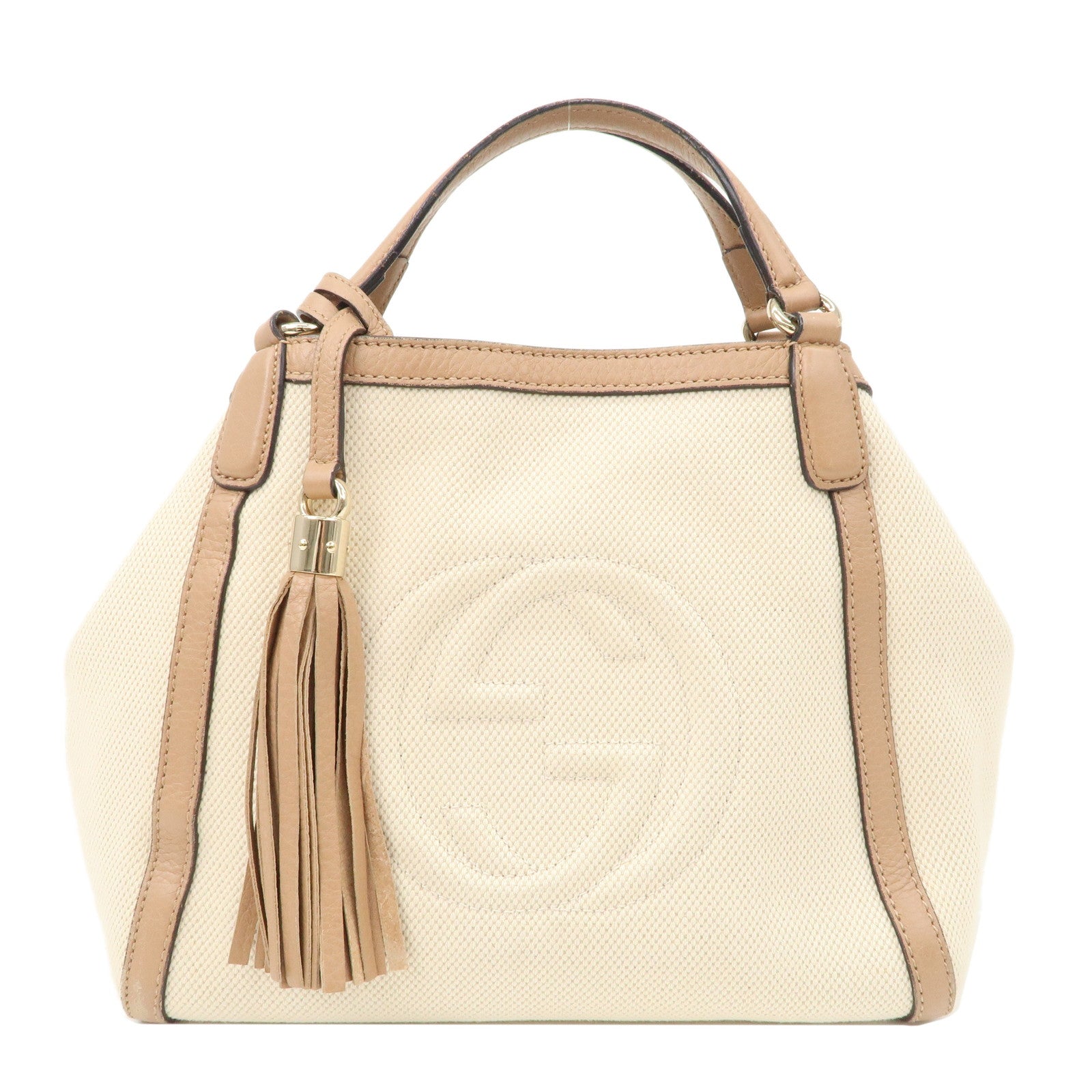 GUCCI-SOHO-Leather-2Way-Hand-Bag-Shoulder-Bag-Ivory-Beige-336751