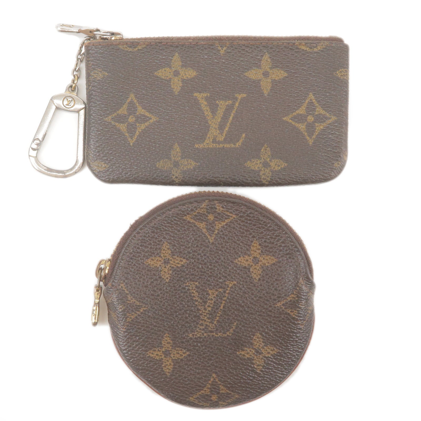 Louis-Vuitton-Set-of-Pochette-Cles-&-Porte-Monnaie-Round-Coin-Case