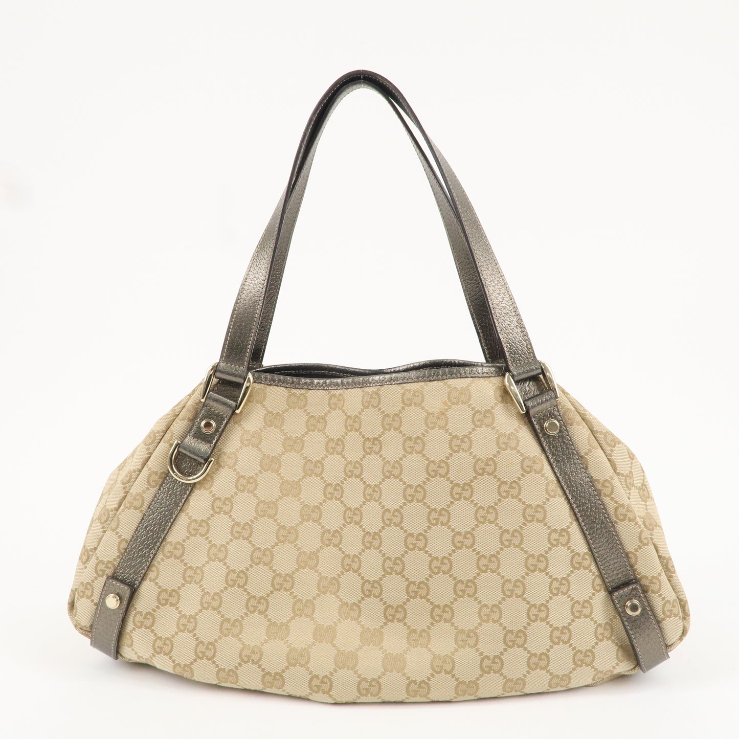 GUCCI Abbey GG Canvas Leather Tote Hand Bag Beige 130736