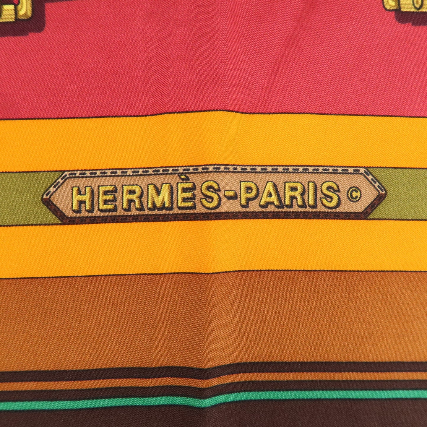 HERMES Carre 90 100% Silk Scraf Les Sangles Multi Color Brown