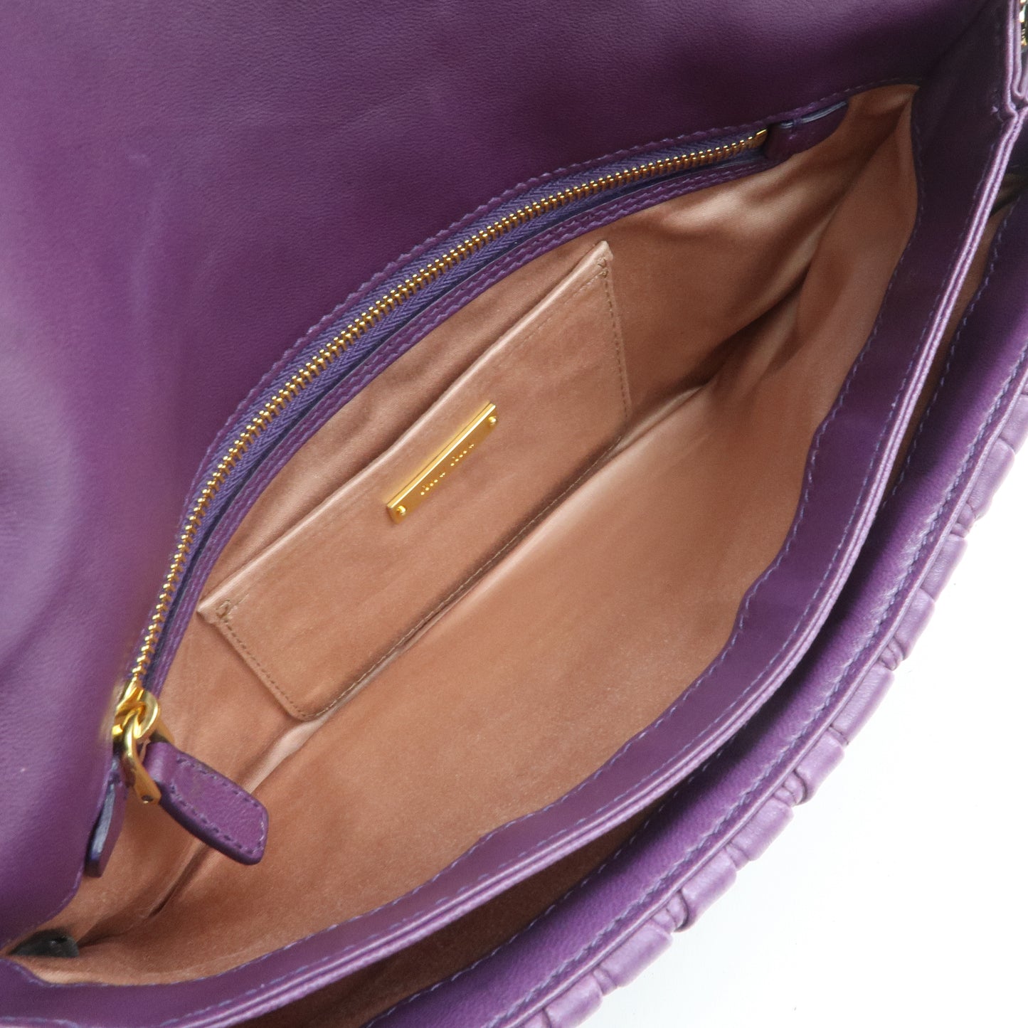 MIU MIU Matelasse Leather Chain Shoulder Bag Clutch Bag RP0345