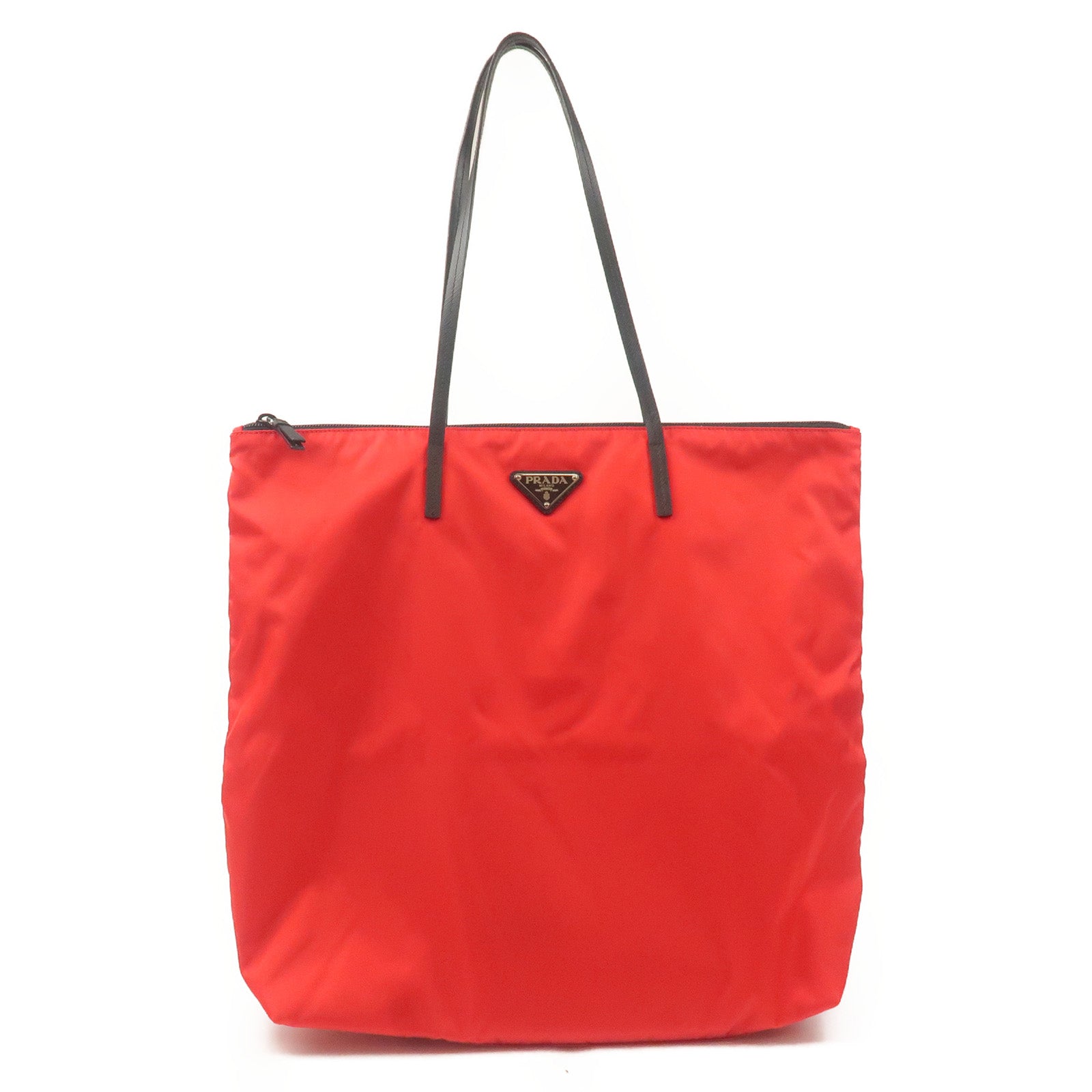 PRADA-Nylon-Leather-Tote-Bag-Red-NERO-Black-1BY300 – dct