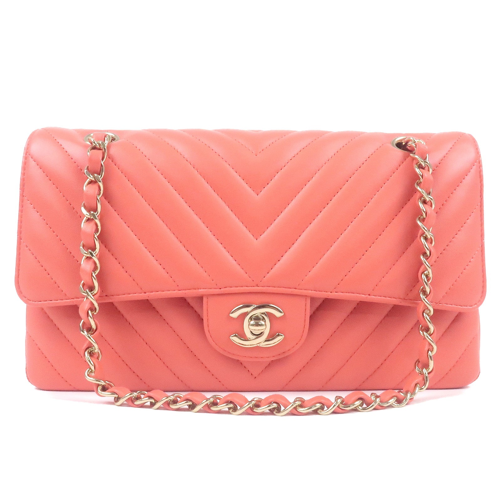Chanel V-Stitch Double Flap Shoulder Bag