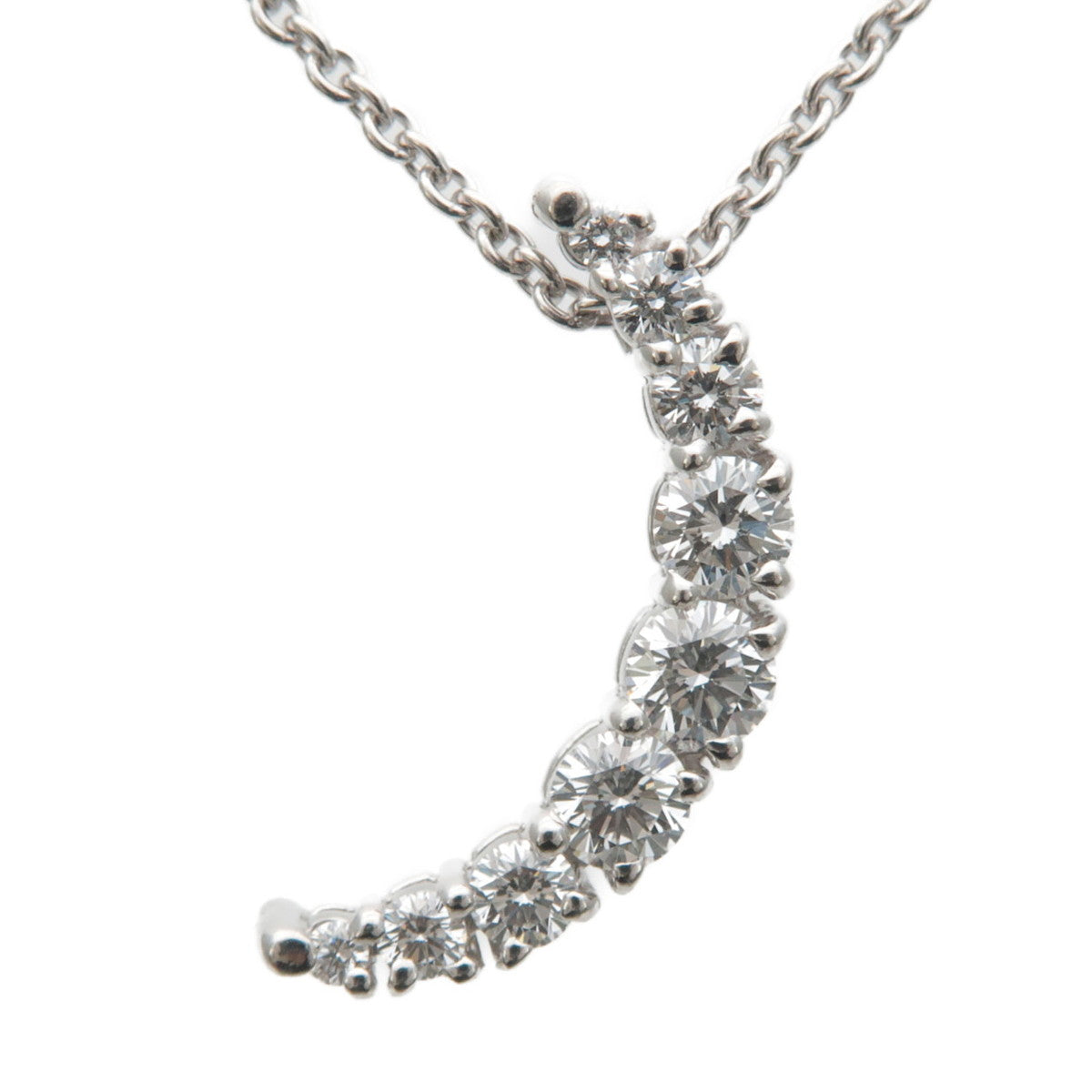 4C Crescent Moon Diamond Necklace 0.35ct K18WG White Gold