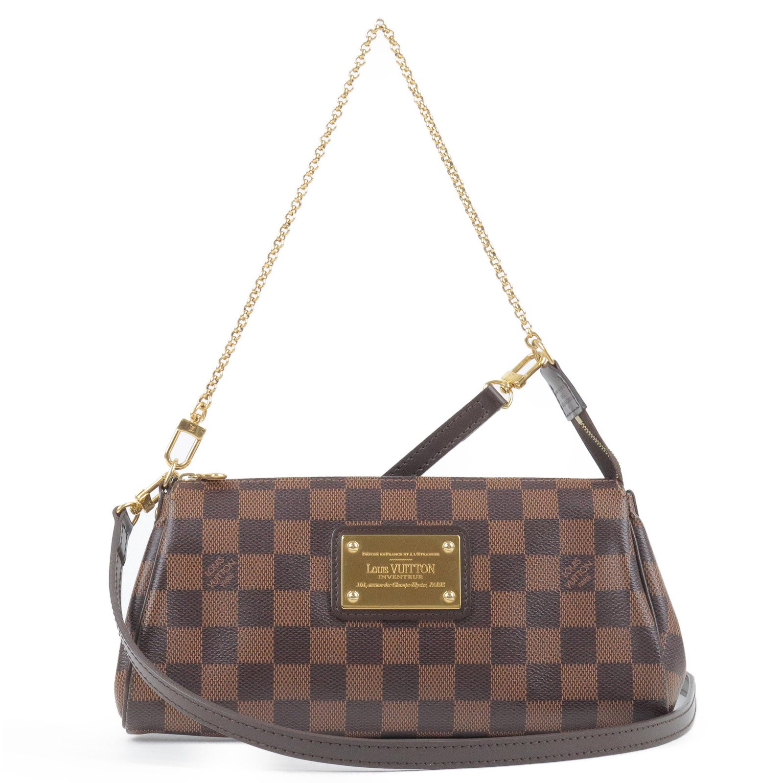 Louis Vuitton Damier Ebene Eva 2Way Shoulder Hand Pouch Bag w/ Straps  N55213