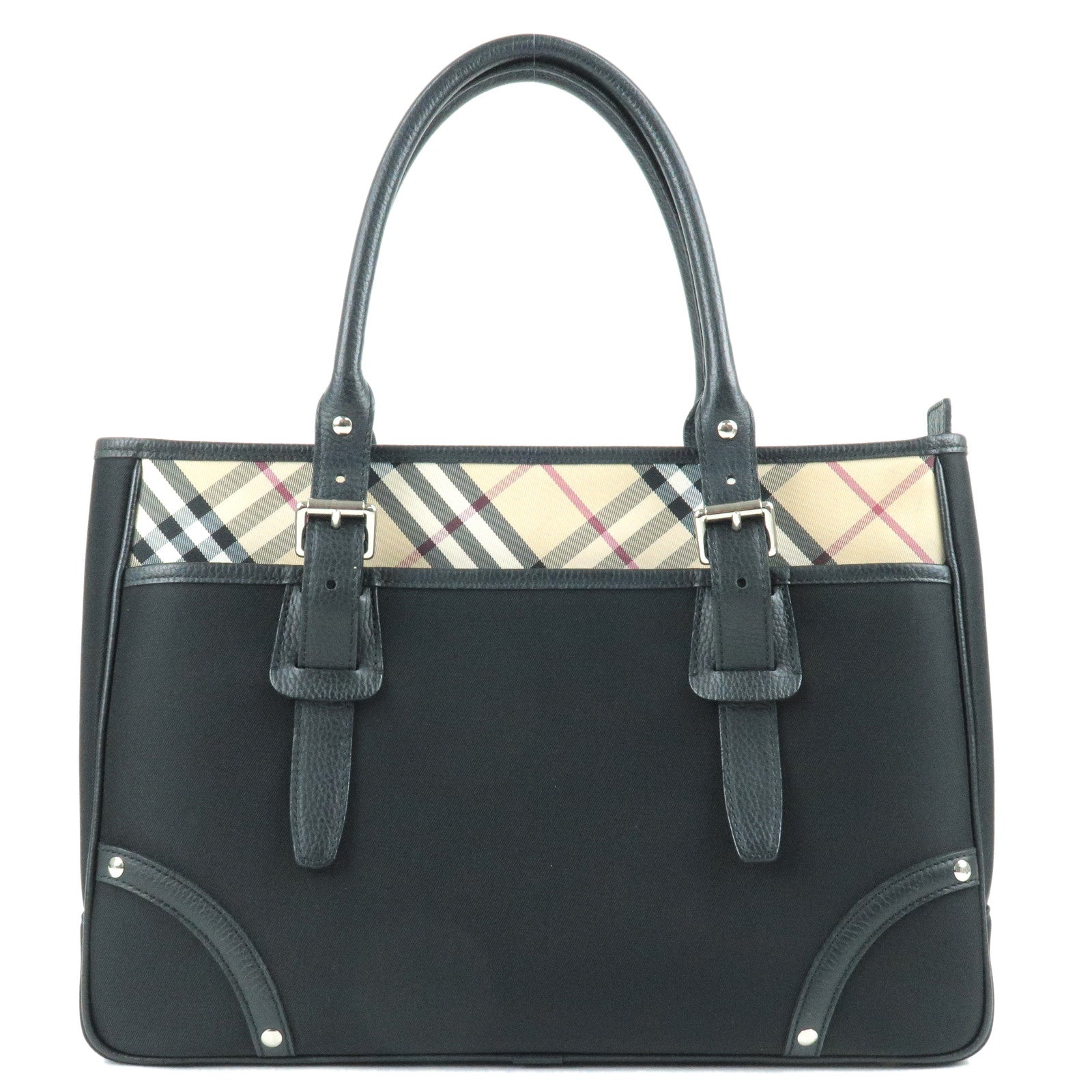 BURBERRY Nova Check Canvas Leather Black Beige Shoulder Bag