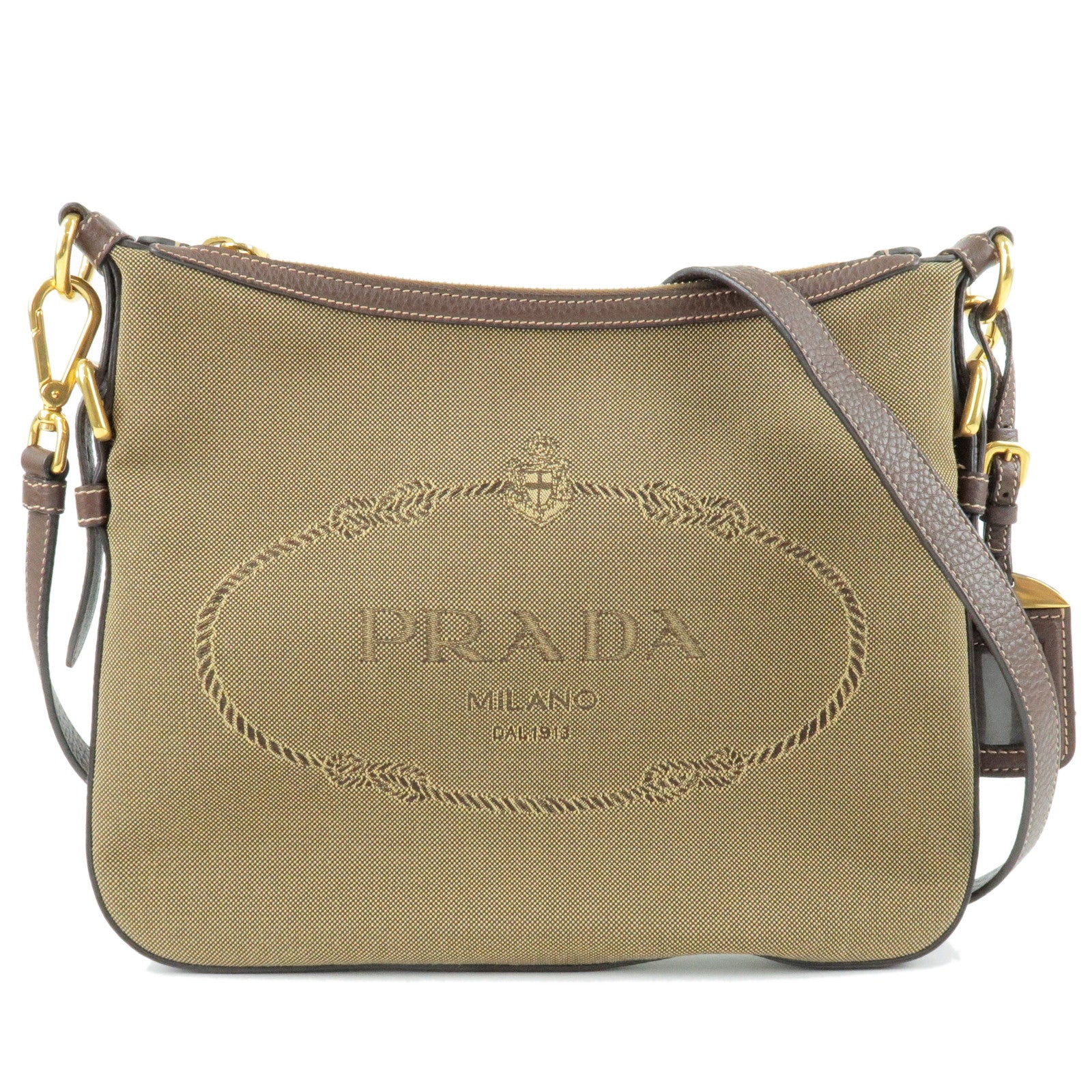 Prada Nylon Tote Shoulder Bag with Leather Handle