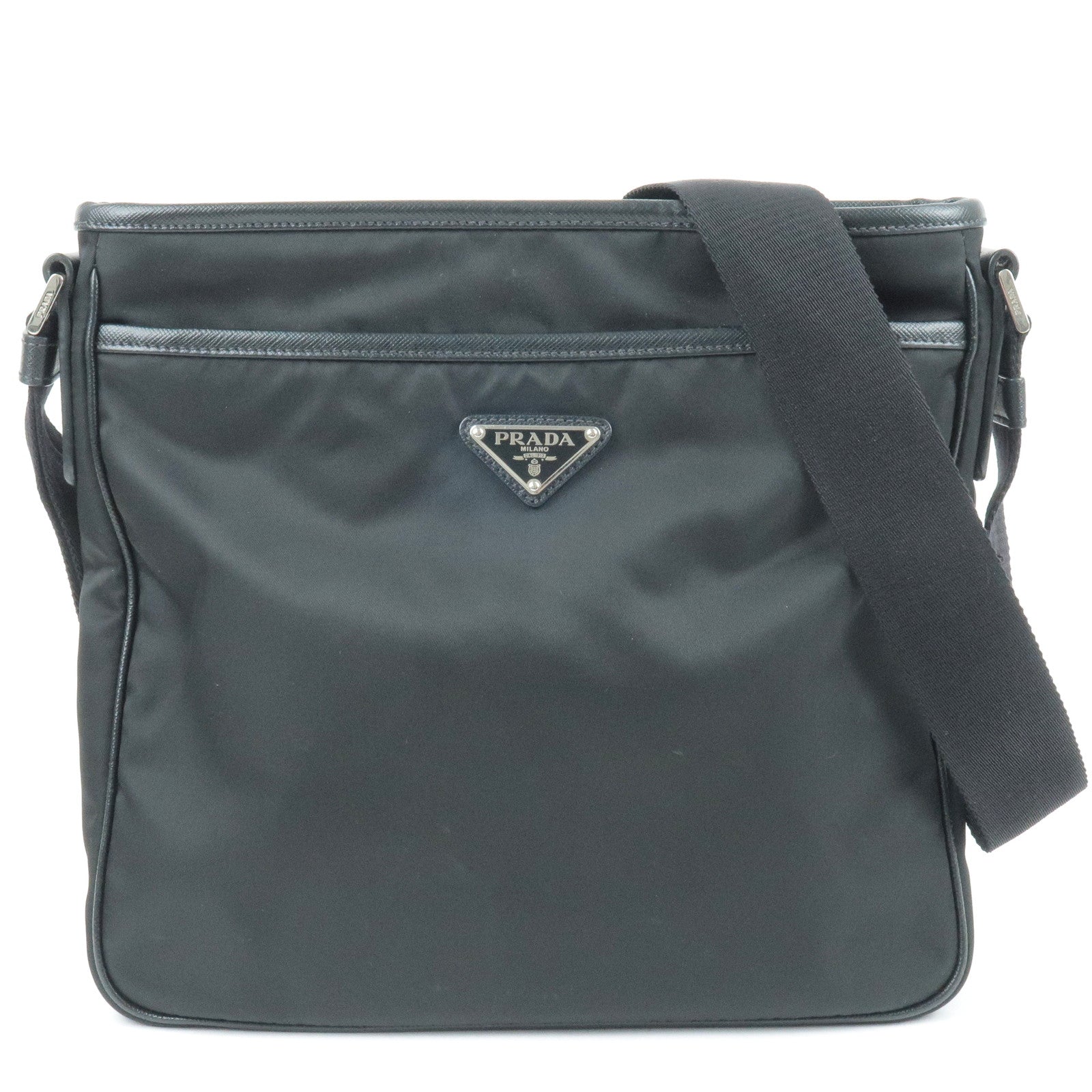 Prada Saffiano Leather Messenger Bag In Black