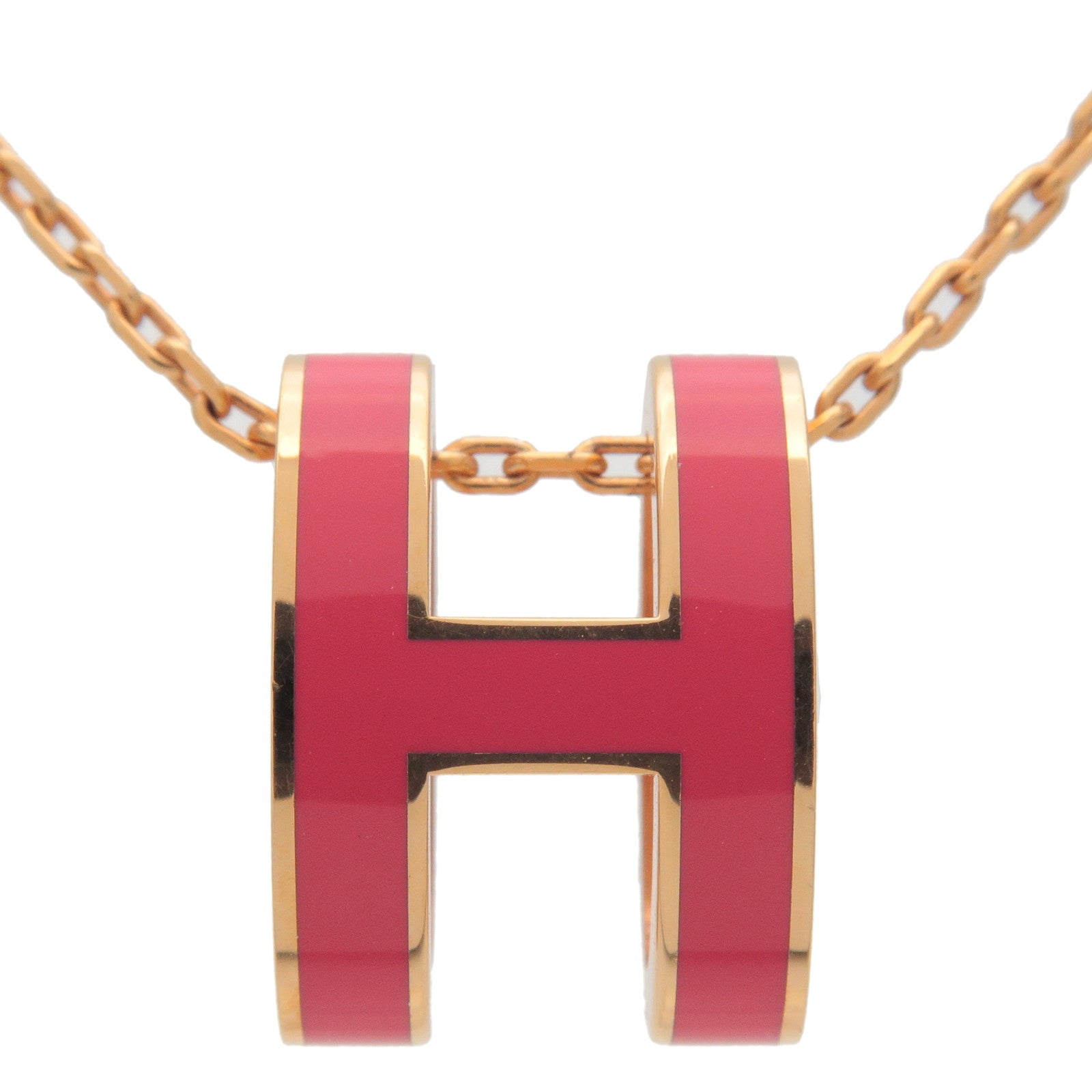 Hermes Pop H Necklace (Pink/Rose Gold)