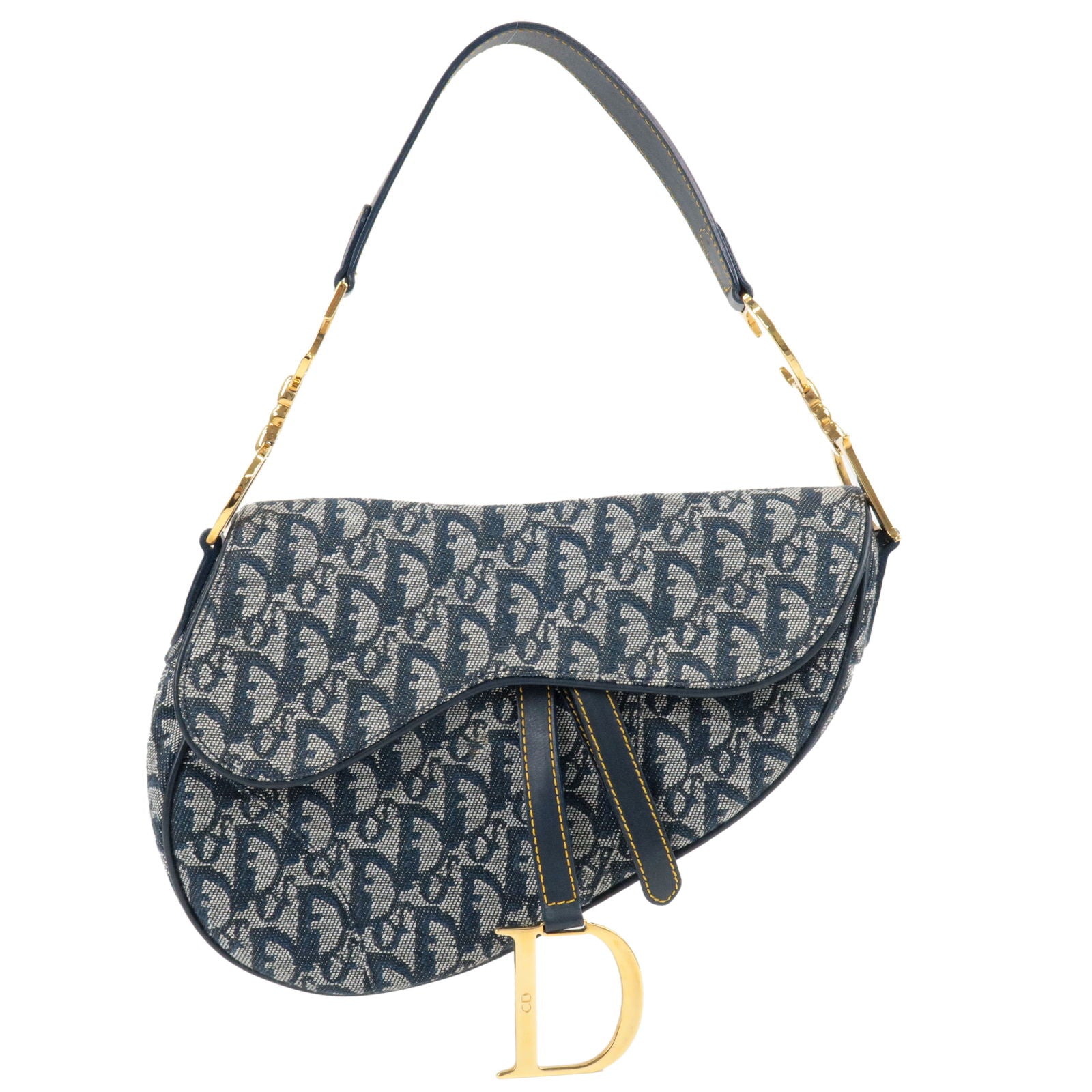 New Authentic Christian Dior Trotter Saddle Bag in Denim logo