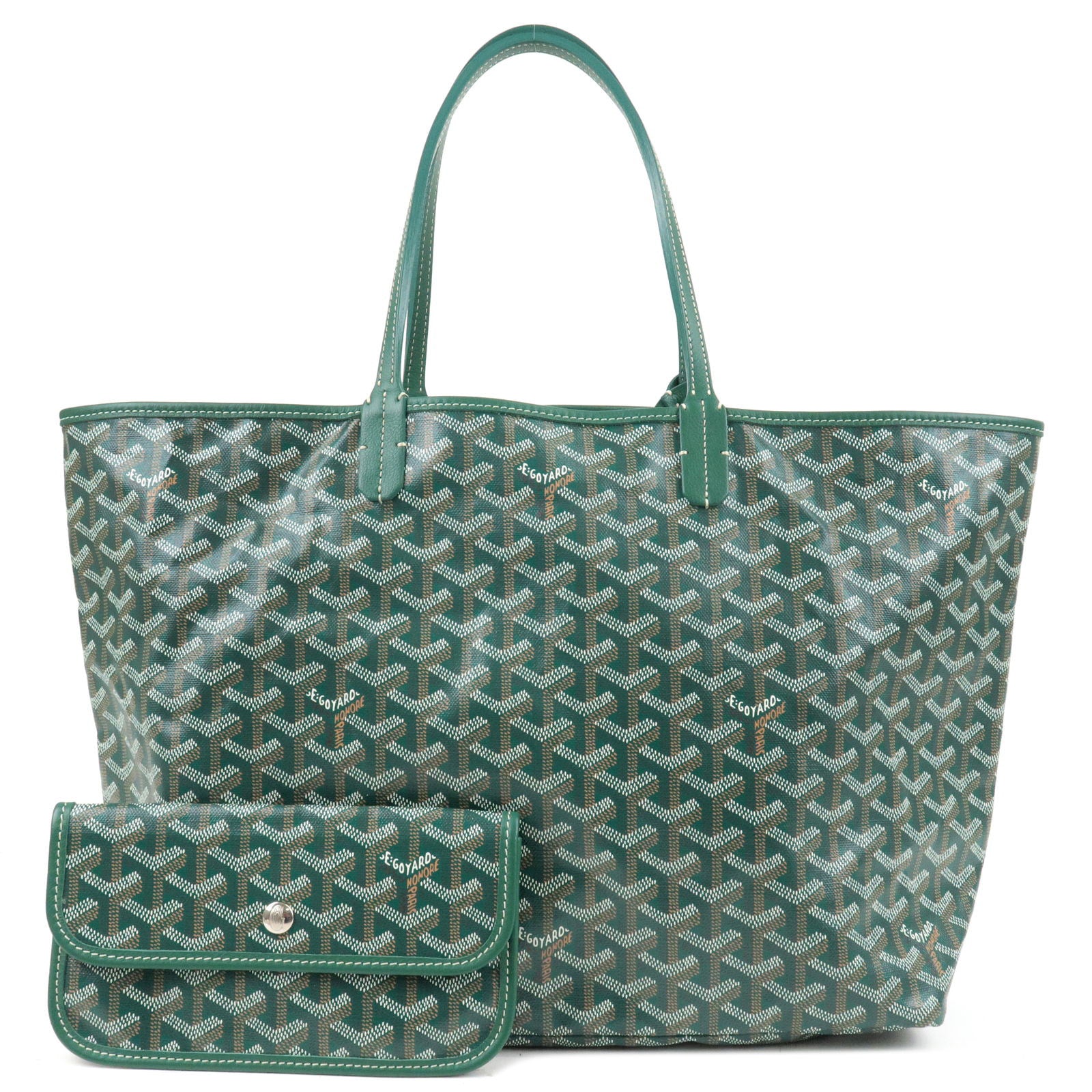 goyard saint louis small tote bag green canvas green leather, with dust  cover