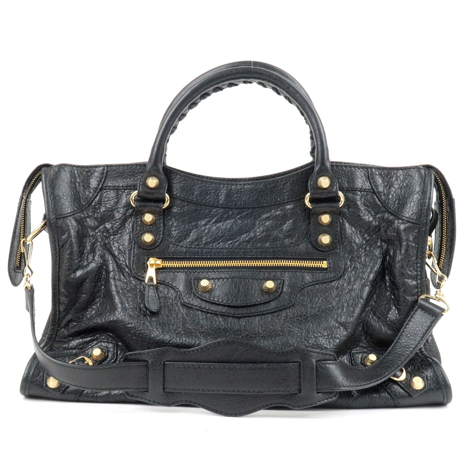 2Way - Hand - Giant - BALENCIAGA - Leather - 281770 – dct - quilted spike-stud lambskin bag - Bag - Bag - City - ep_vintage luxury - The - Black