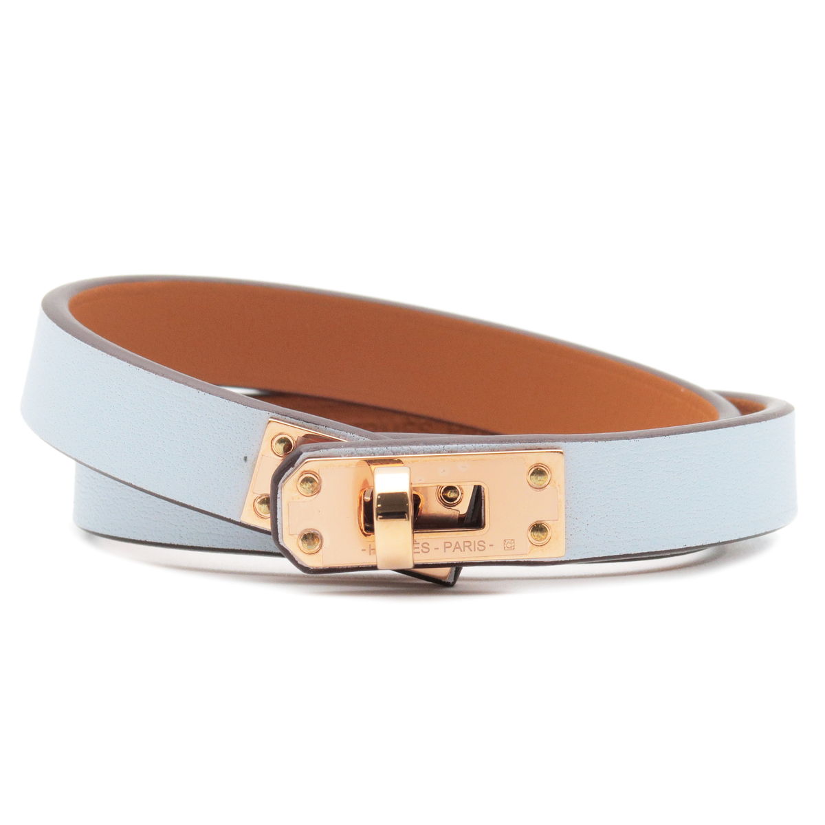 Hermes Kelly Double Tour Bracelet In Gold And White Leather