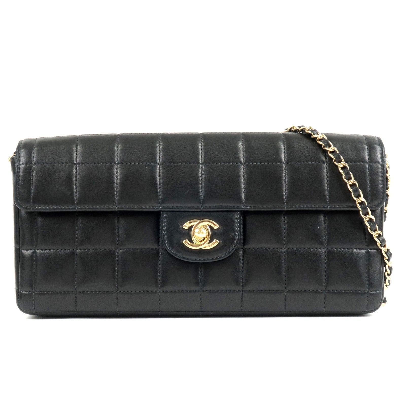 Chanel Chocolate Bar Shoulder Bag Women's Leather Black — Resold