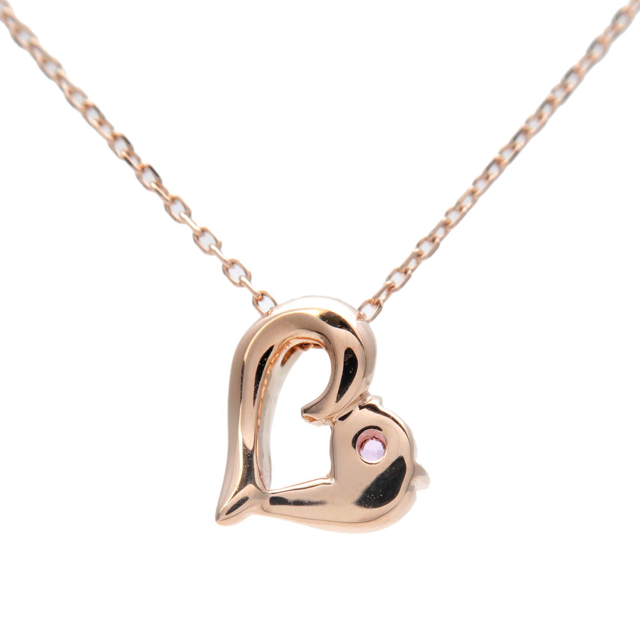 4C Heart 1P Pink Sapphire Necklace K18PG 750PG Rose Gold