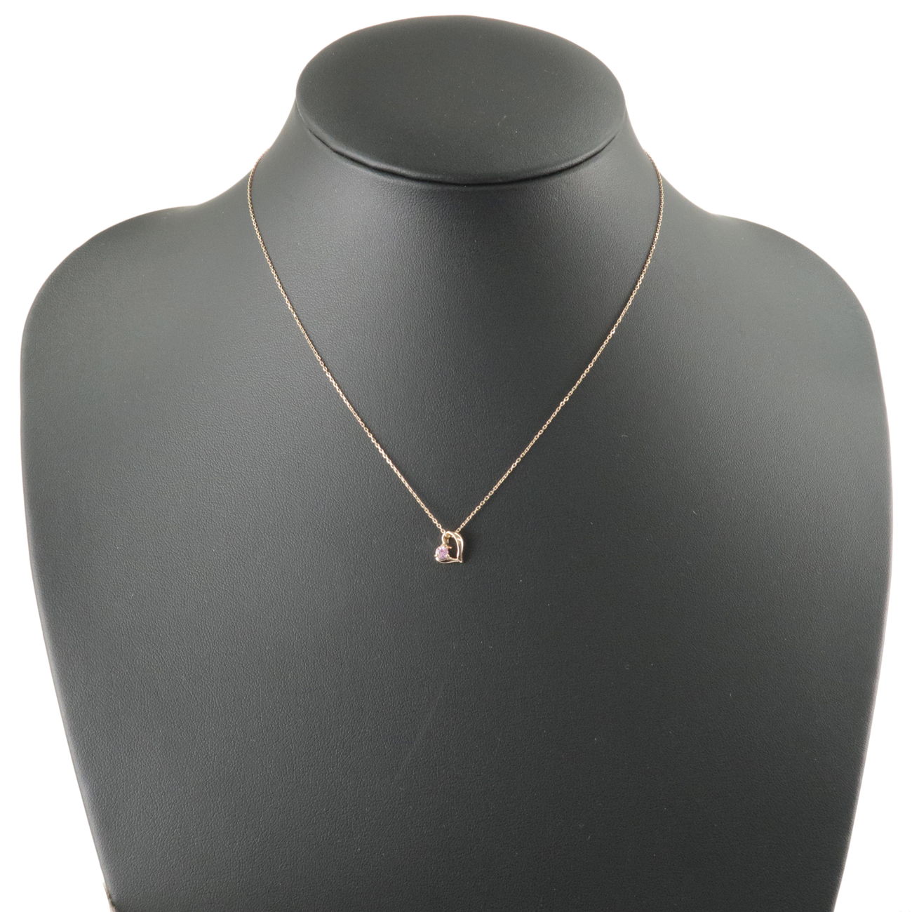 4C Heart 1P Pink Sapphire Necklace K18PG 750PG Rose Gold