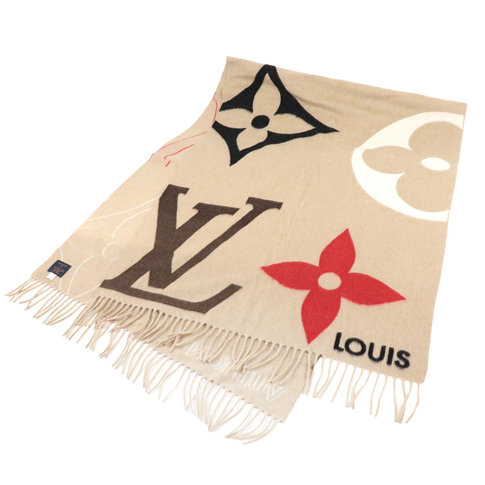 LV ultimate scarf beige cashmere wool monogram logo Louis Vuitton NWT